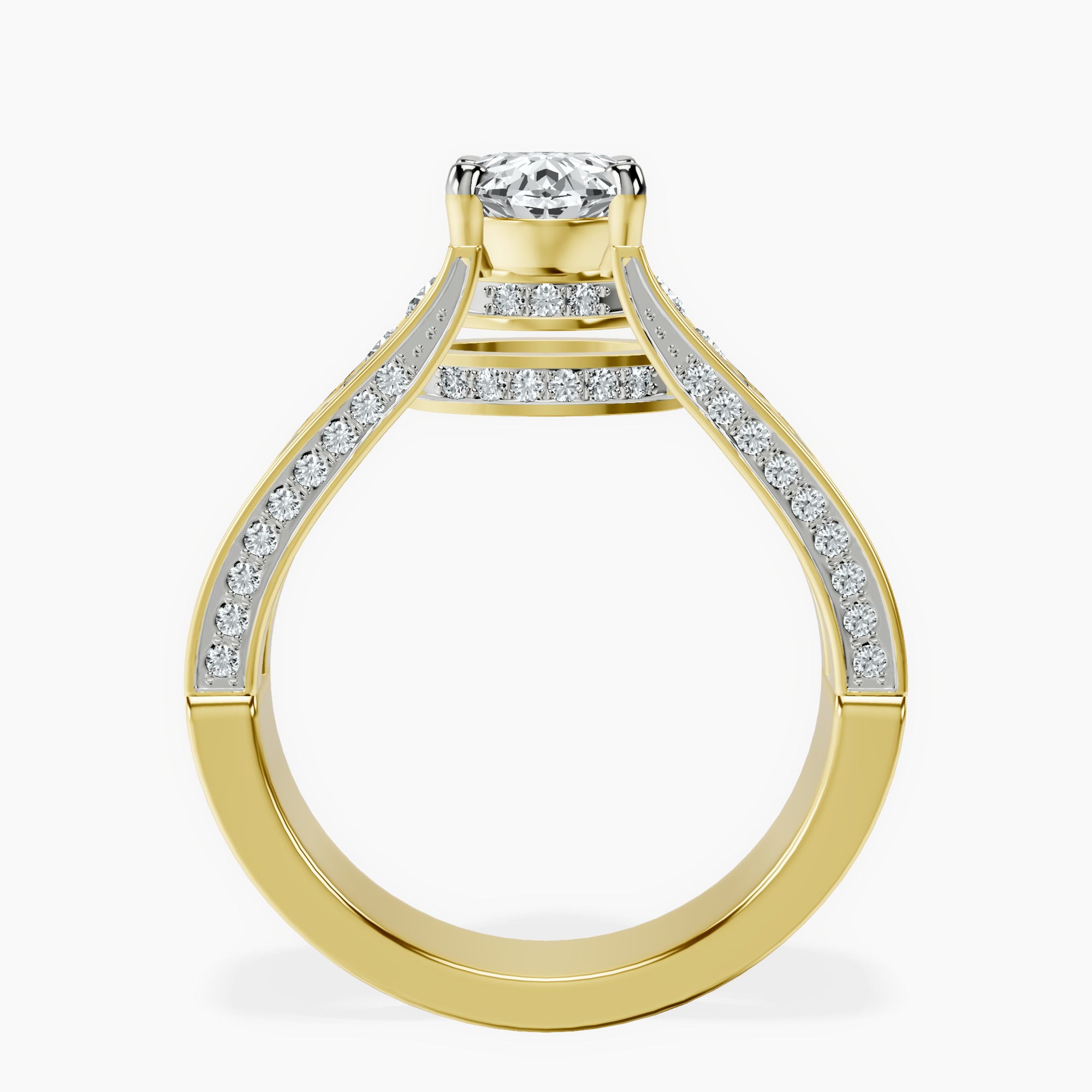 1.46 ct. oval Idris Secret Halo Ring in 14kt yellow gold side right image one