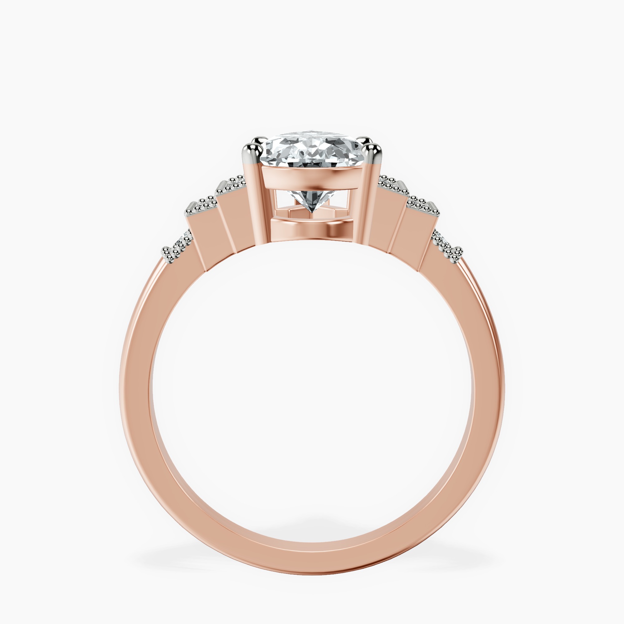2.96 ct. pear Joy Side Stone Ring in 10kt rose gold side right image one