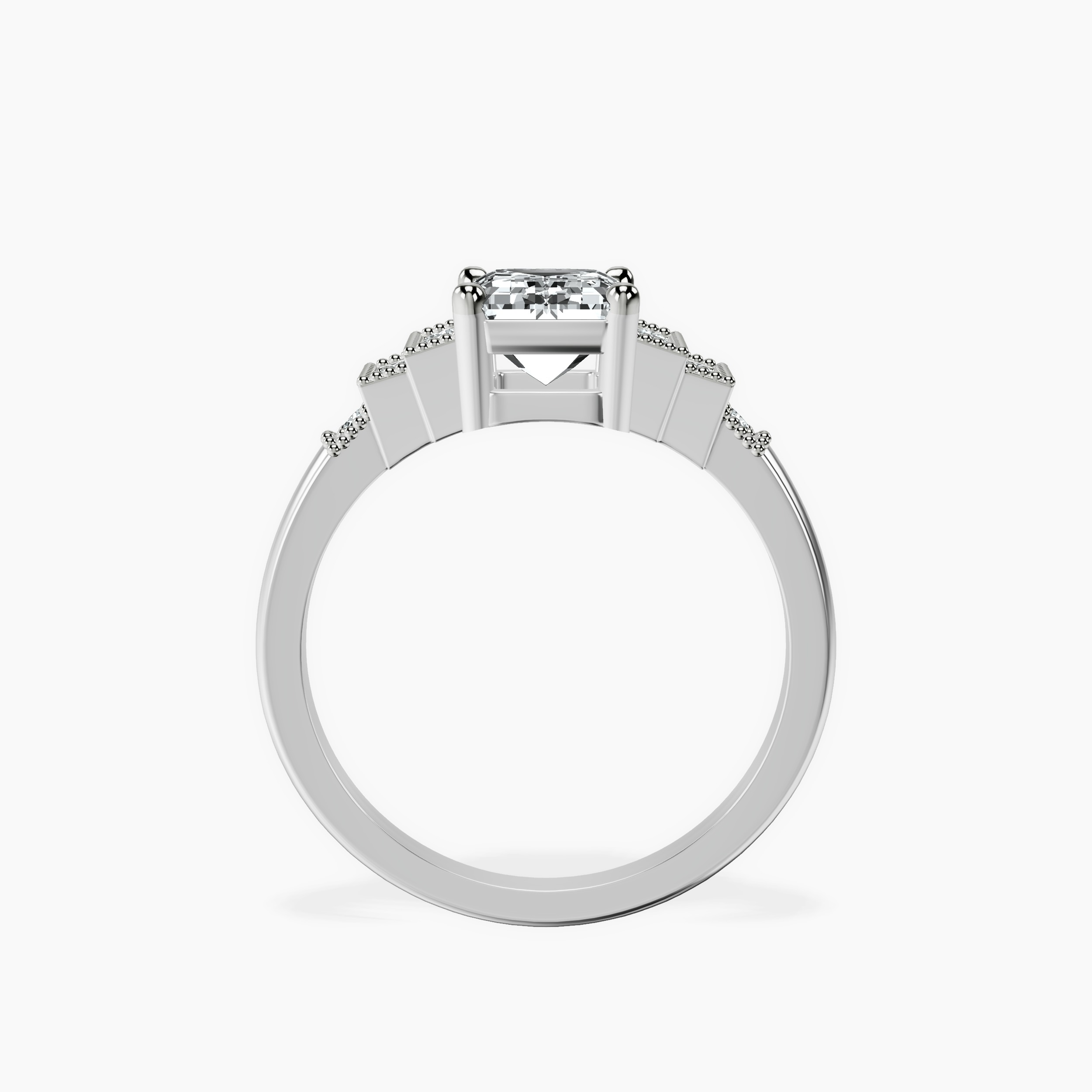 2.16 ct. emerald Joy Side Stone Ring in 18kt white gold side right image one
