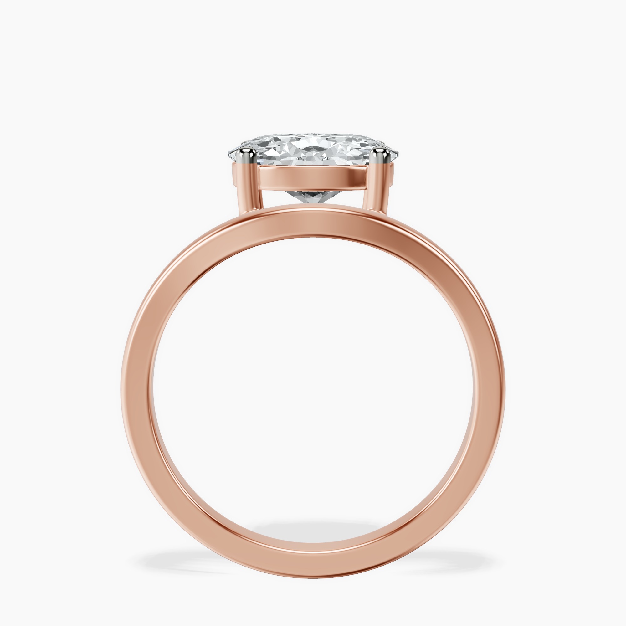 14kt Rose Gold Crest Four Prong Solitaire Lab Diamond Ring side right image one