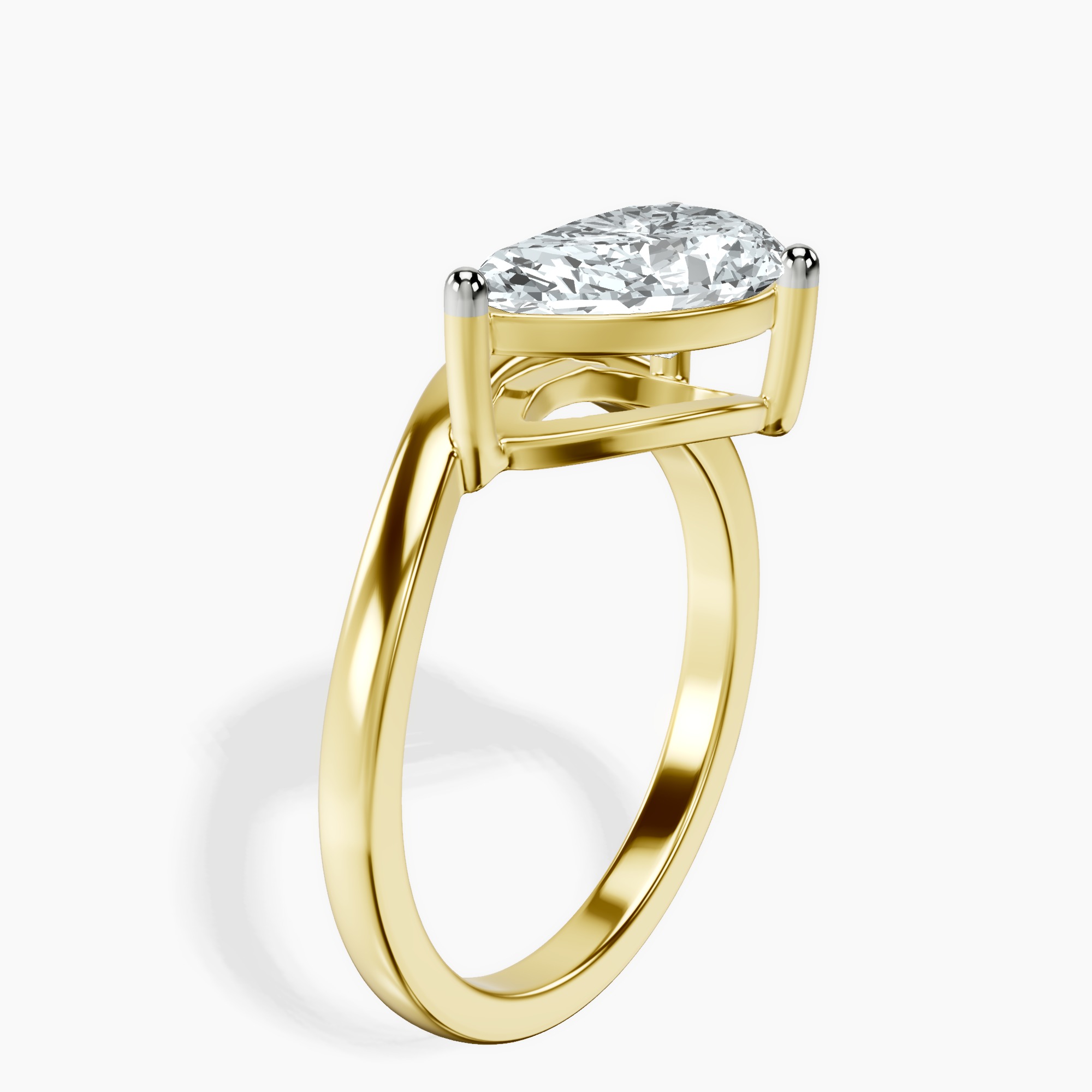1.34 ct. pear Crest Four Prong Solitaire Lab Diamond Ring in 18kt yellow gold standing product image one
