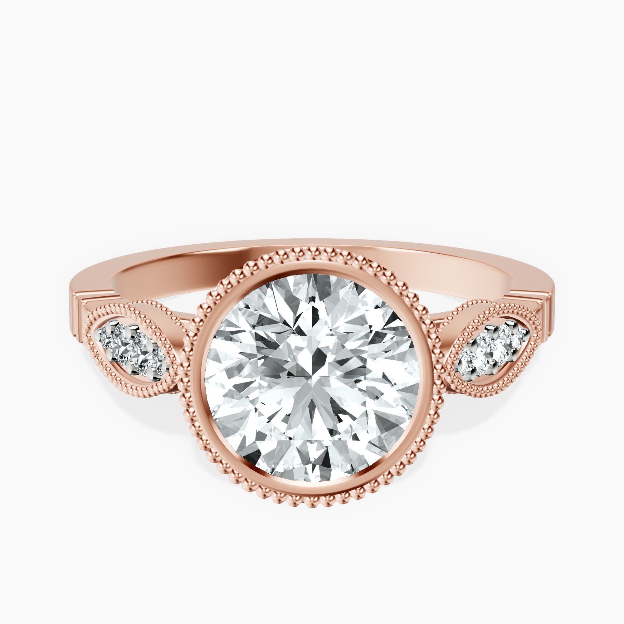 1.39 ct. round Everly Vintage Bezel Ring in 10kt rose gold rtr top