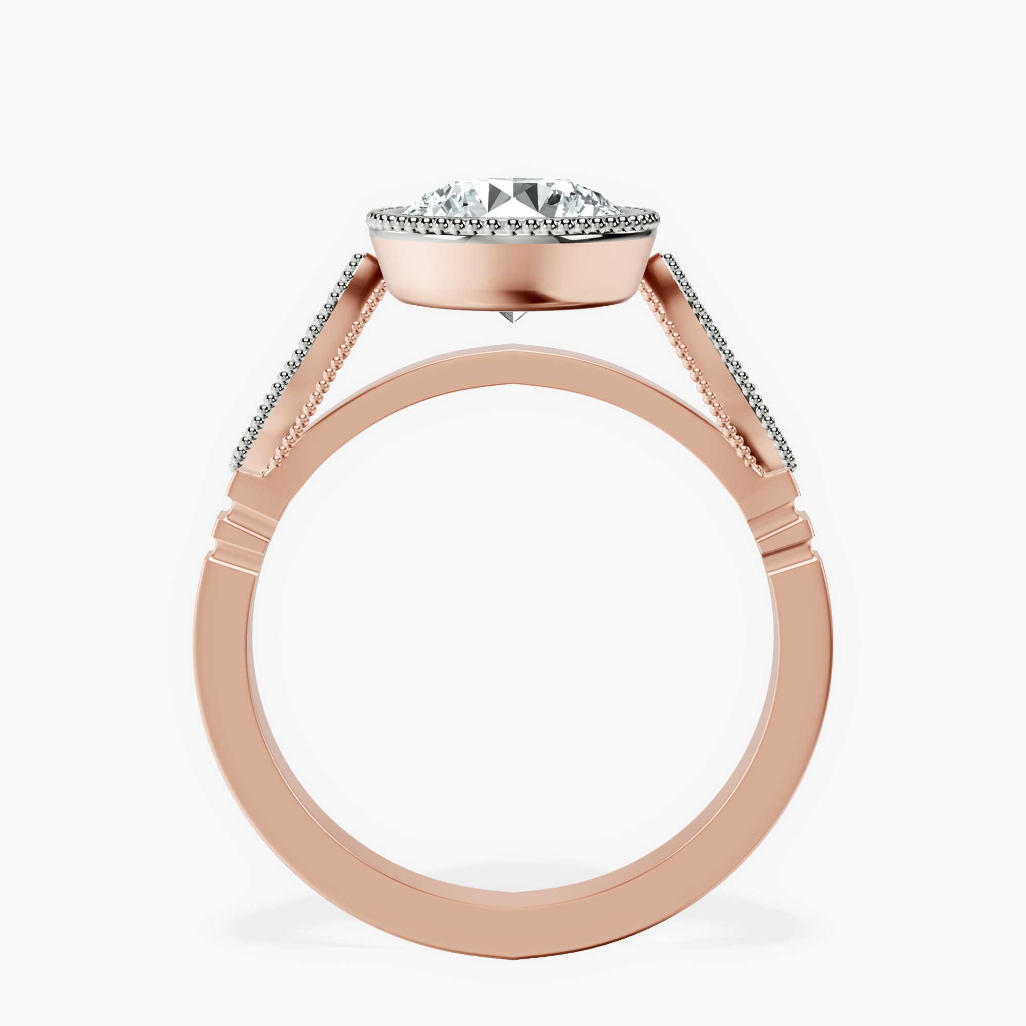 1.39 ct. round Everly Vintage Bezel Ring in 10kt rose gold side right image one