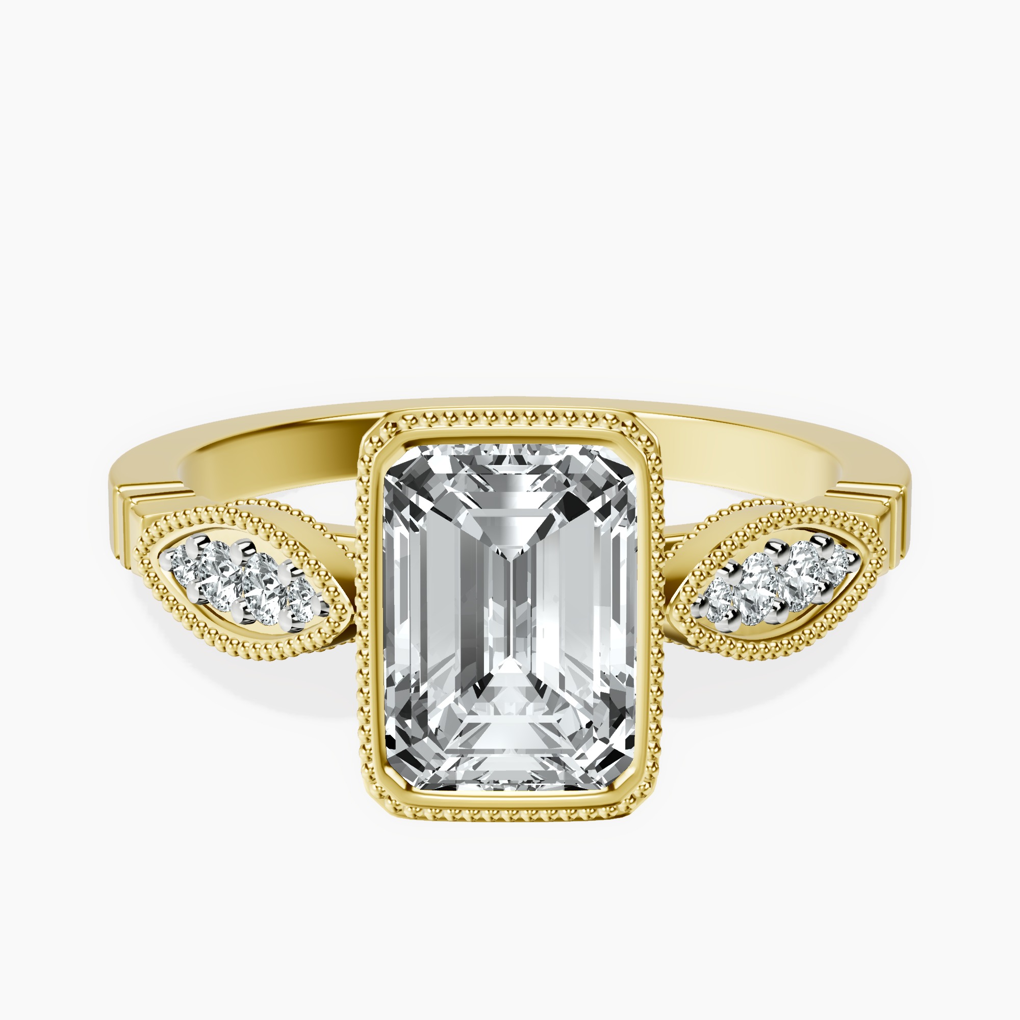 1.48 ct. emerald Everly Vintage Bezel Ring in 18kt yellow gold rtr top