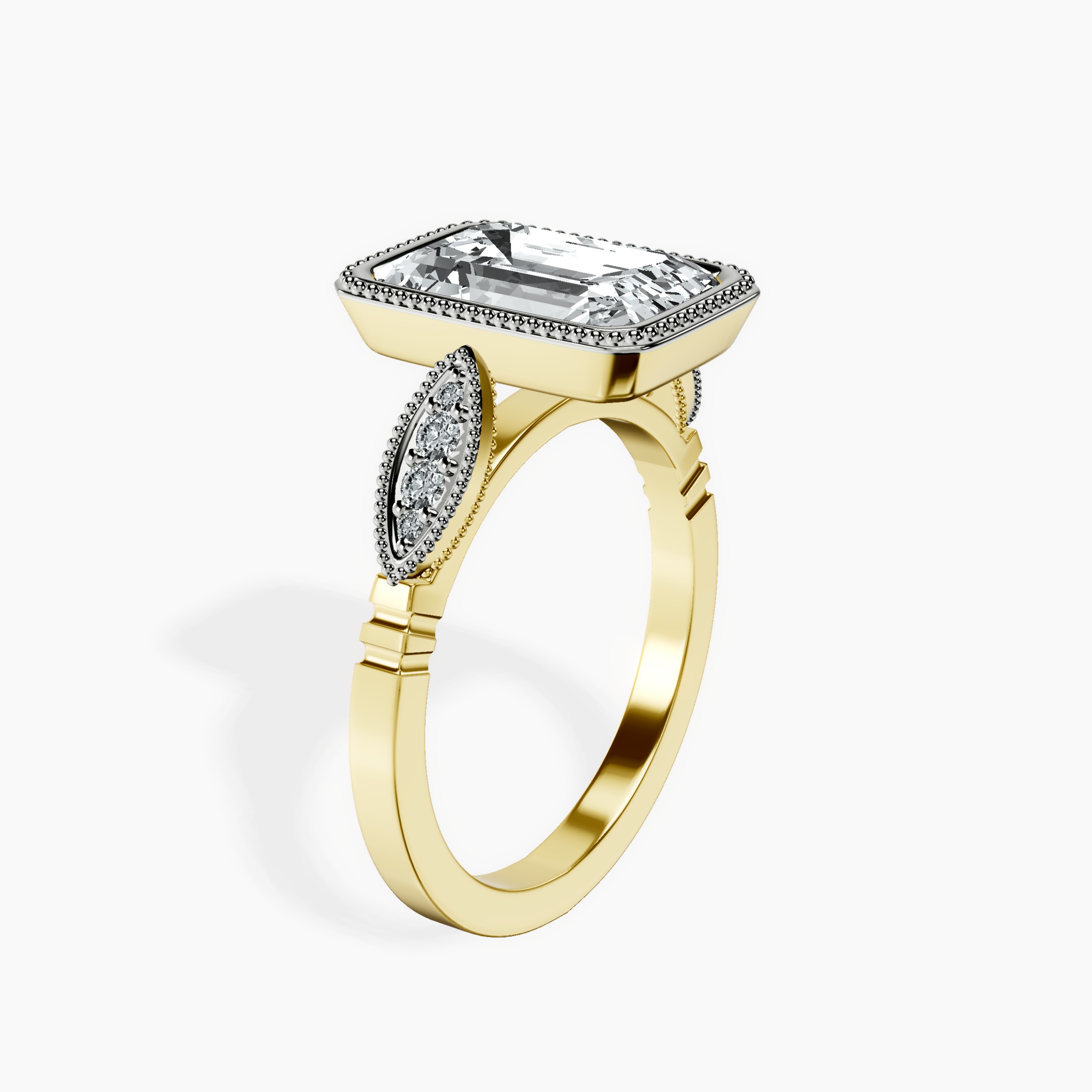 1.48 ct. emerald Everly Vintage Bezel Ring in 18kt yellow gold standing product image one