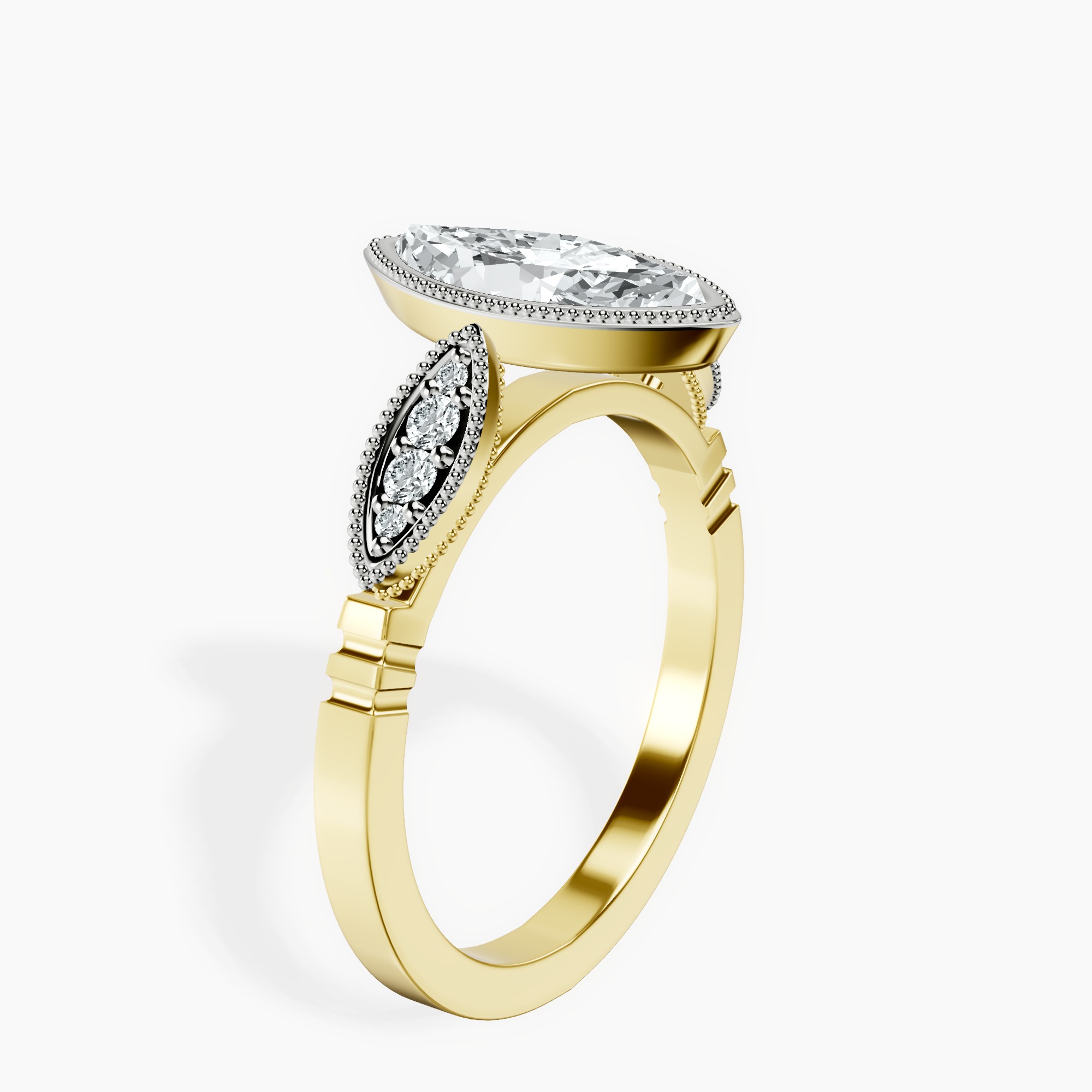 2.92 ct. marquise Everly Vintage Bezel Ring in 18kt yellow gold standing product image one