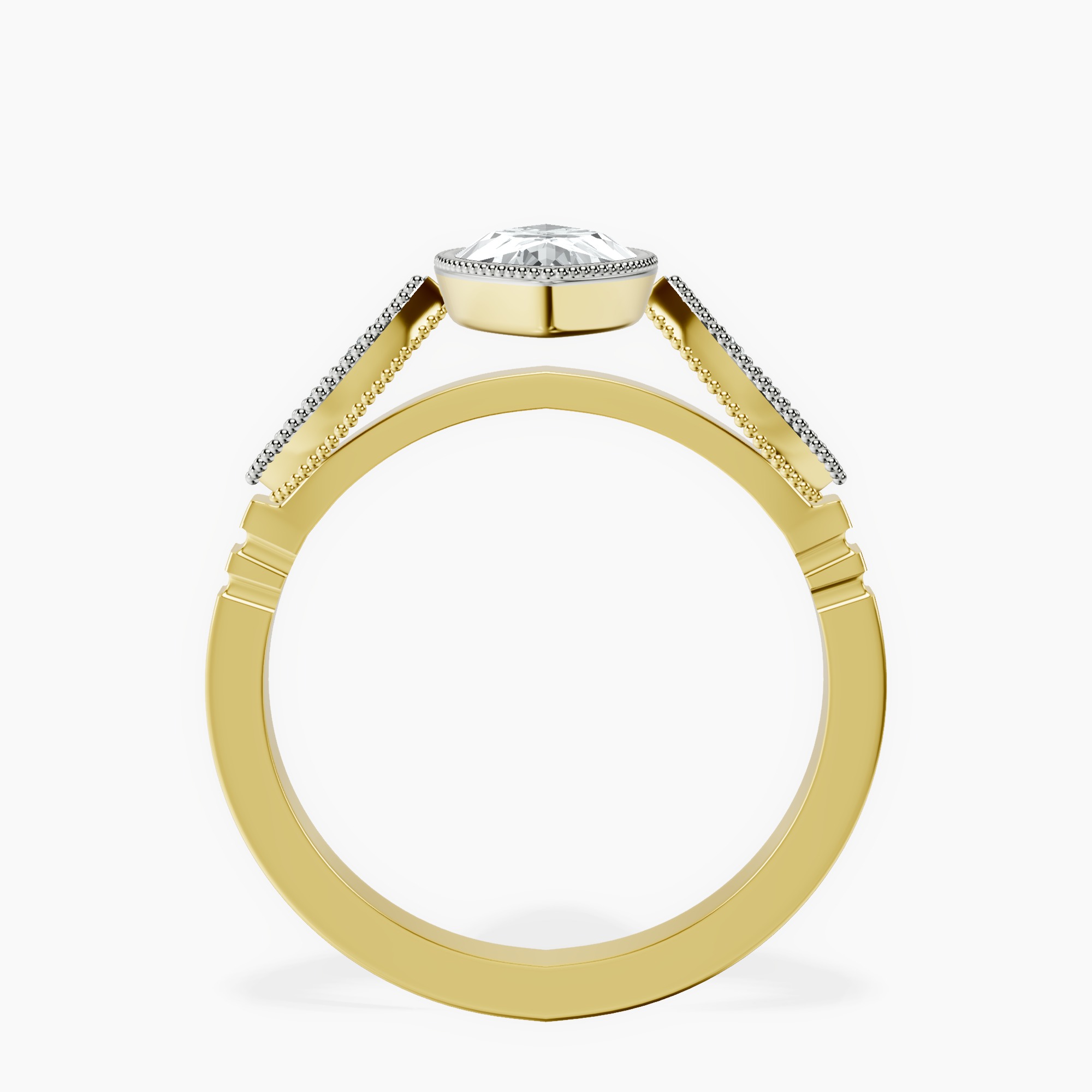 2.92 ct. marquise Everly Vintage Bezel Ring in 18kt yellow gold side right image one