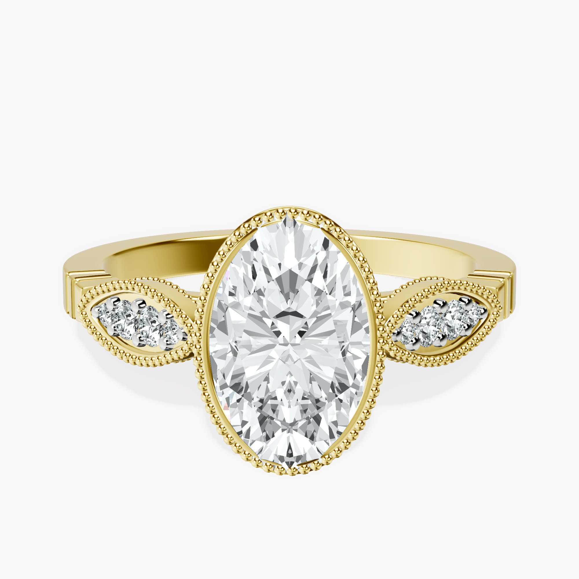 2.44 ct. oval Everly Vintage Bezel Ring in 18kt yellow gold rtr top