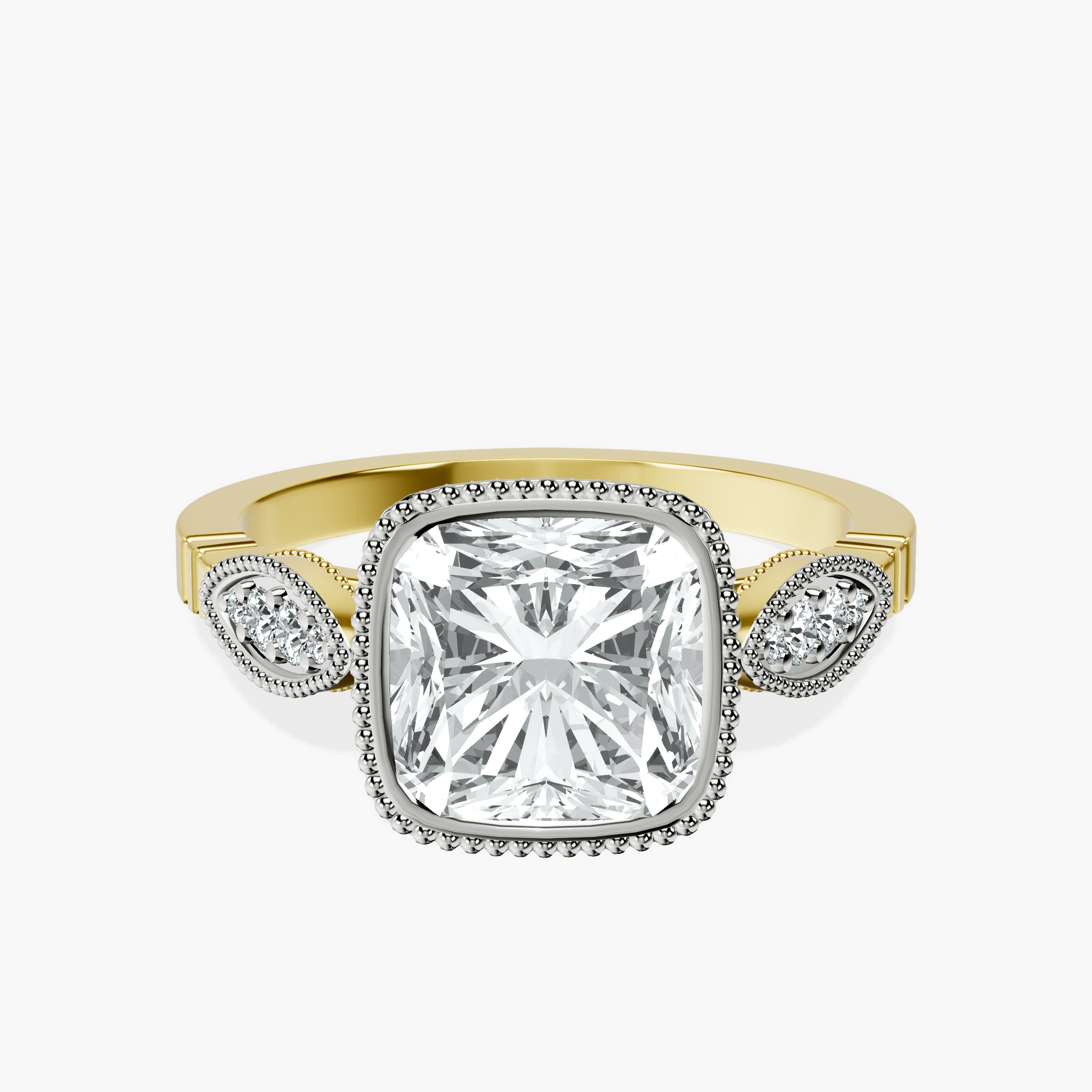2.94 ct. radiant Everly Vintage Bezel Ring in 18kt yellow gold rtr top