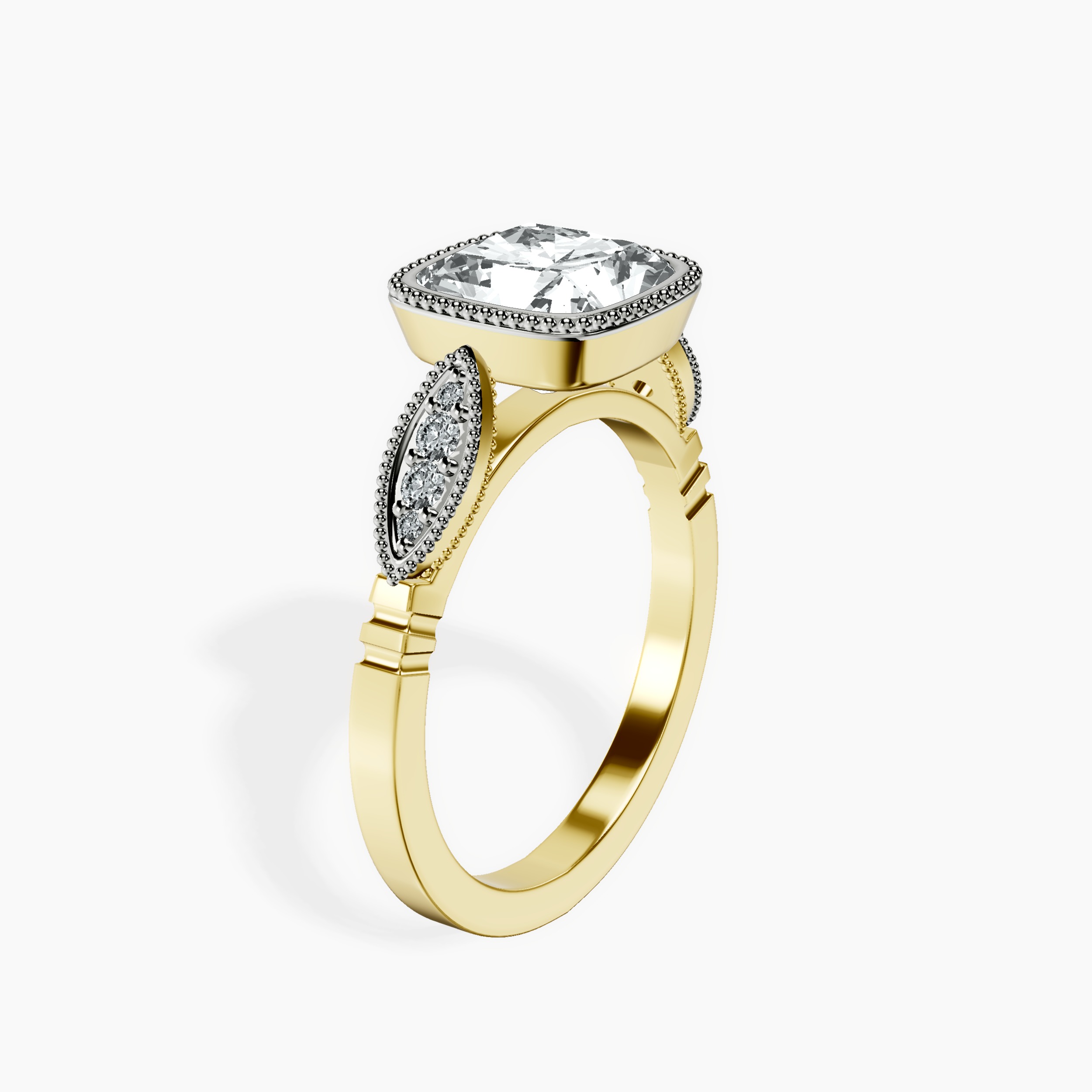 2.94 ct. radiant Everly Vintage Bezel Ring in 18kt yellow gold standing product image one