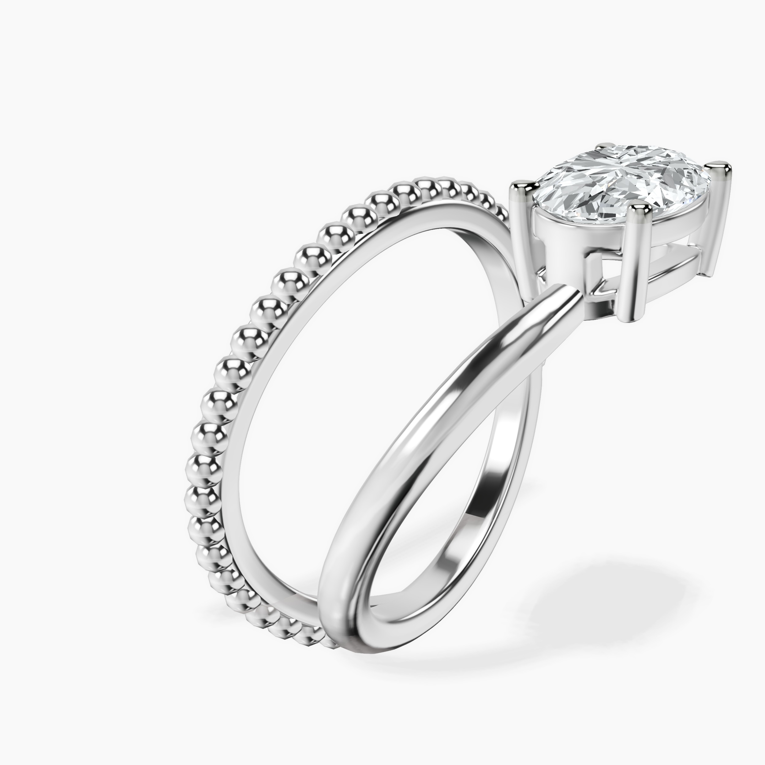 1.37 ct. oval Crest Wrap Four Prong Solitaire Lab Diamond Ring in 10kt white gold standing product image one