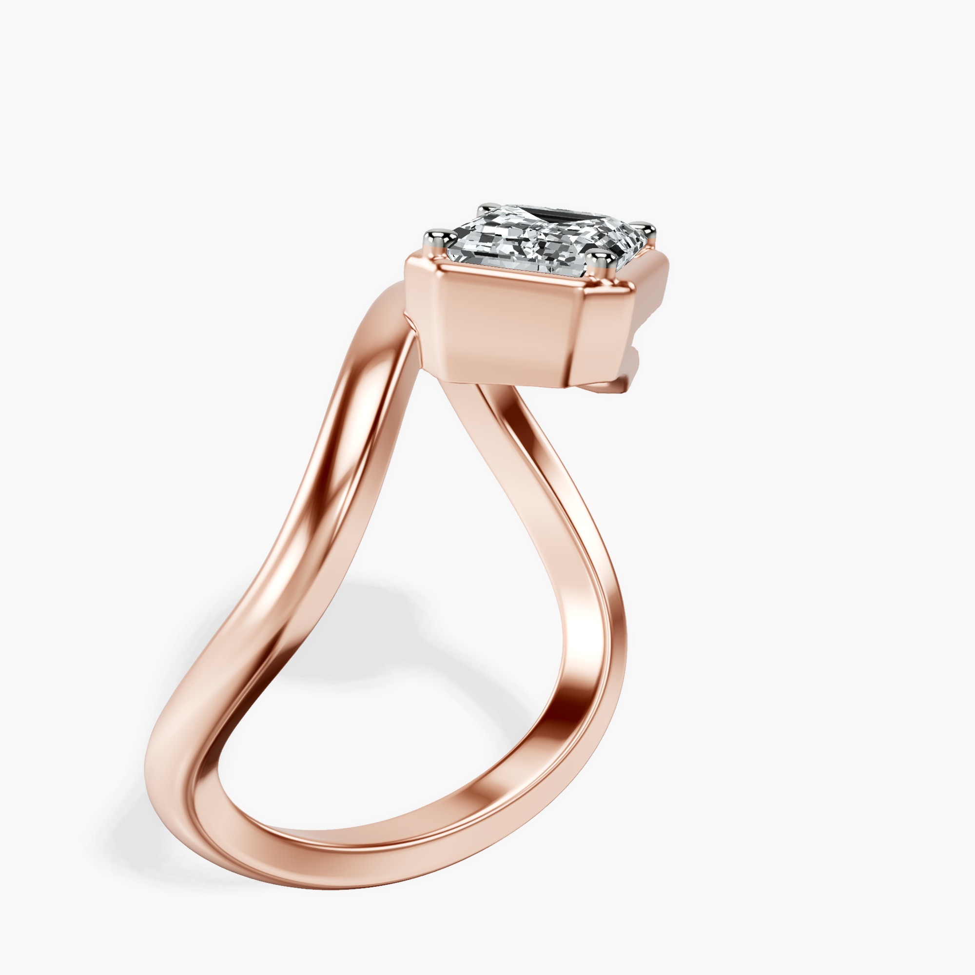 2.16 ct. emerald Infinity Crest Four Prong Solitaire Lab Diamond Ring in 18kt rose gold standing product image one
