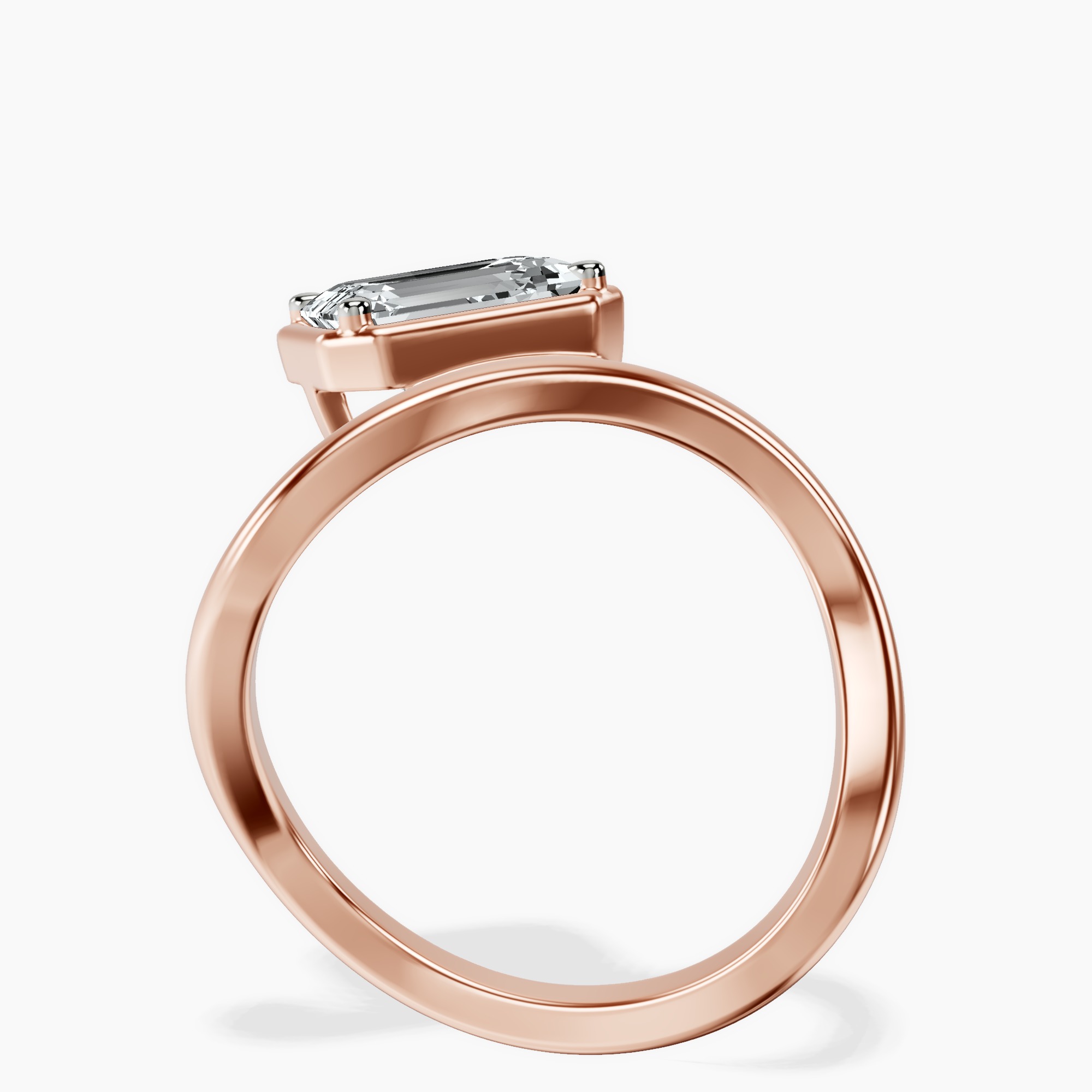 2.16 ct. emerald Infinity Crest Four Prong Solitaire Lab Diamond Ring in 18kt rose gold side right image one
