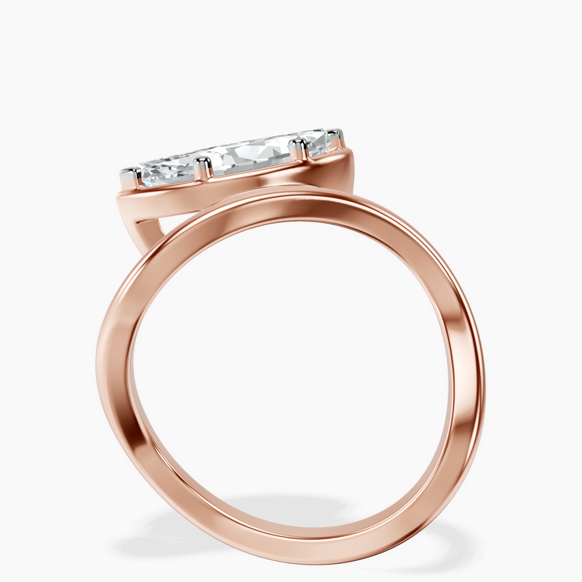 2.92 ct. marquise Infinity Crest Four Prong Solitaire Lab Diamond Ring in 14kt rose gold side right image one