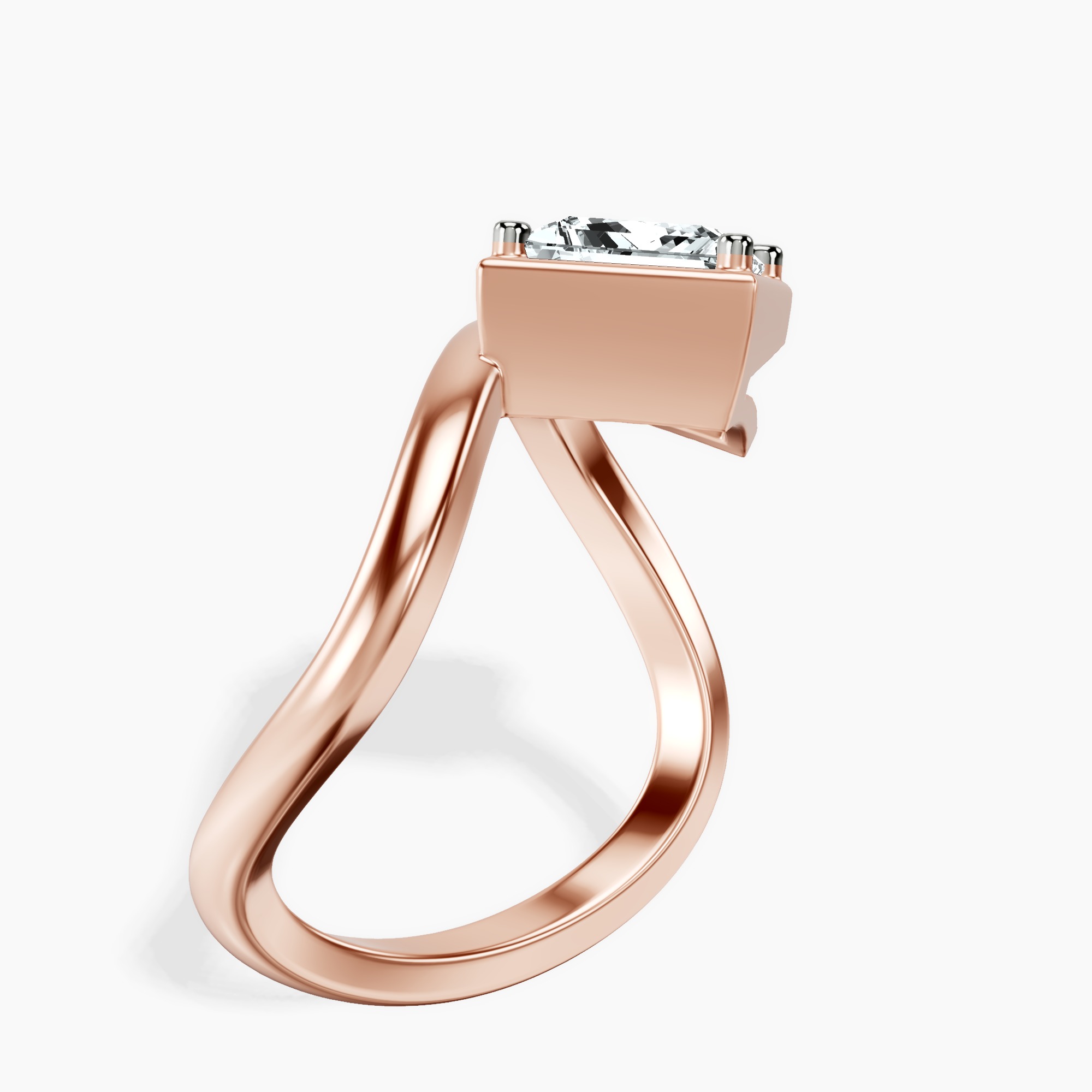 2.81 ct. princess Infinity Crest Four Prong Solitaire Lab Diamond Ring in 10kt rose gold standing product image one