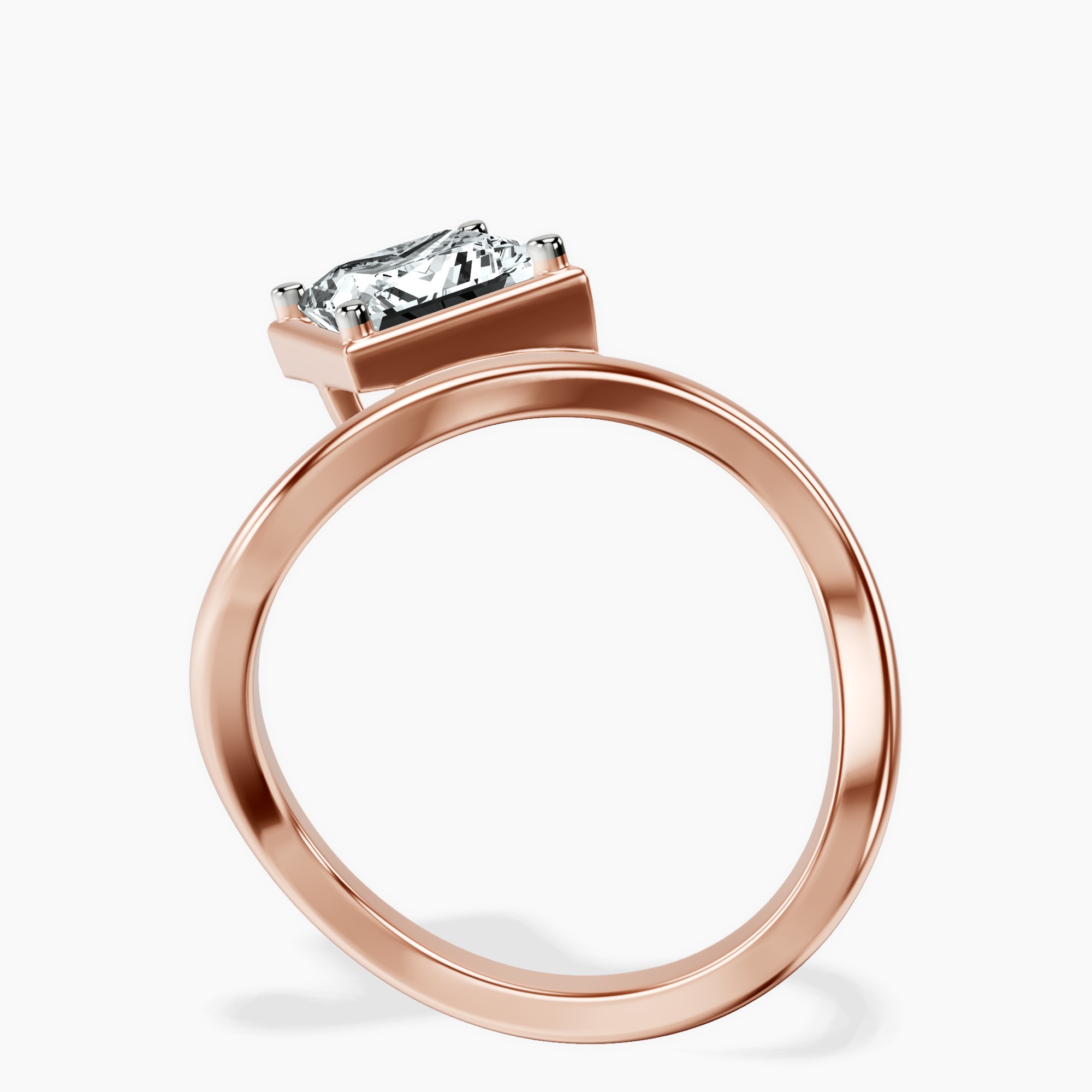 2.81 ct. princess Infinity Crest Four Prong Solitaire Lab Diamond Ring in 10kt rose gold side right image one