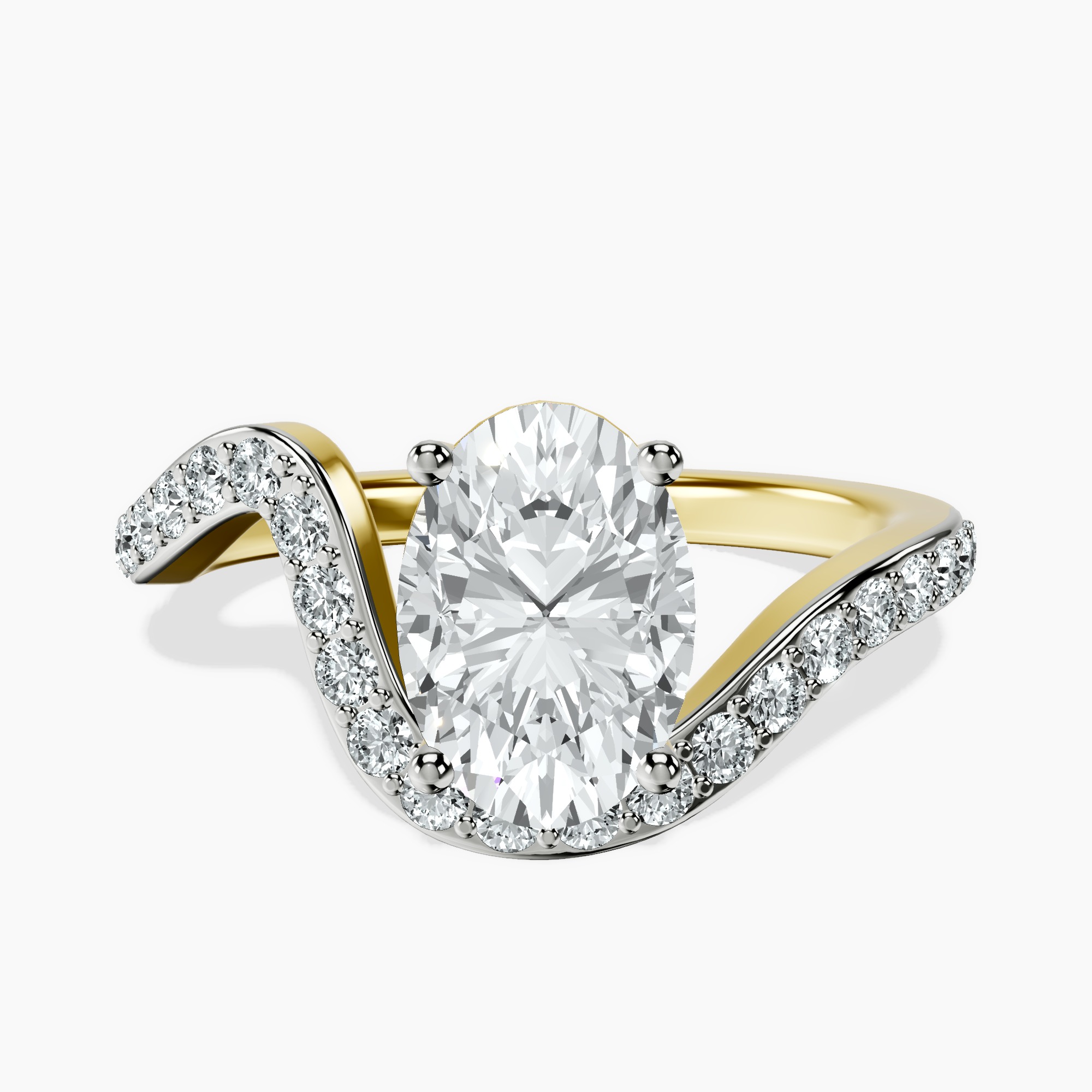 1.46 ct. oval Aria Crest Half Pave Lab Diamond Ring in 14kt yellow gold rtr top