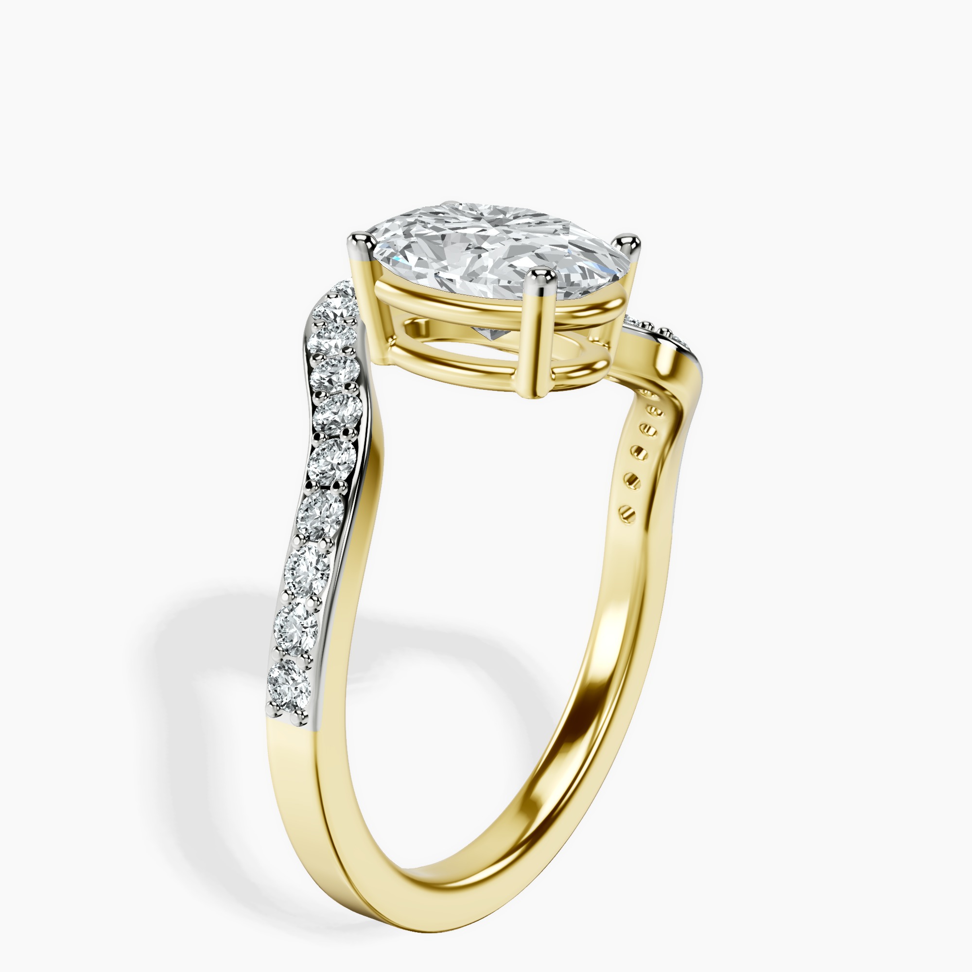 1.46 ct. oval Aria Crest Half Pave Lab Diamond Ring in 14kt yellow gold standing product image one