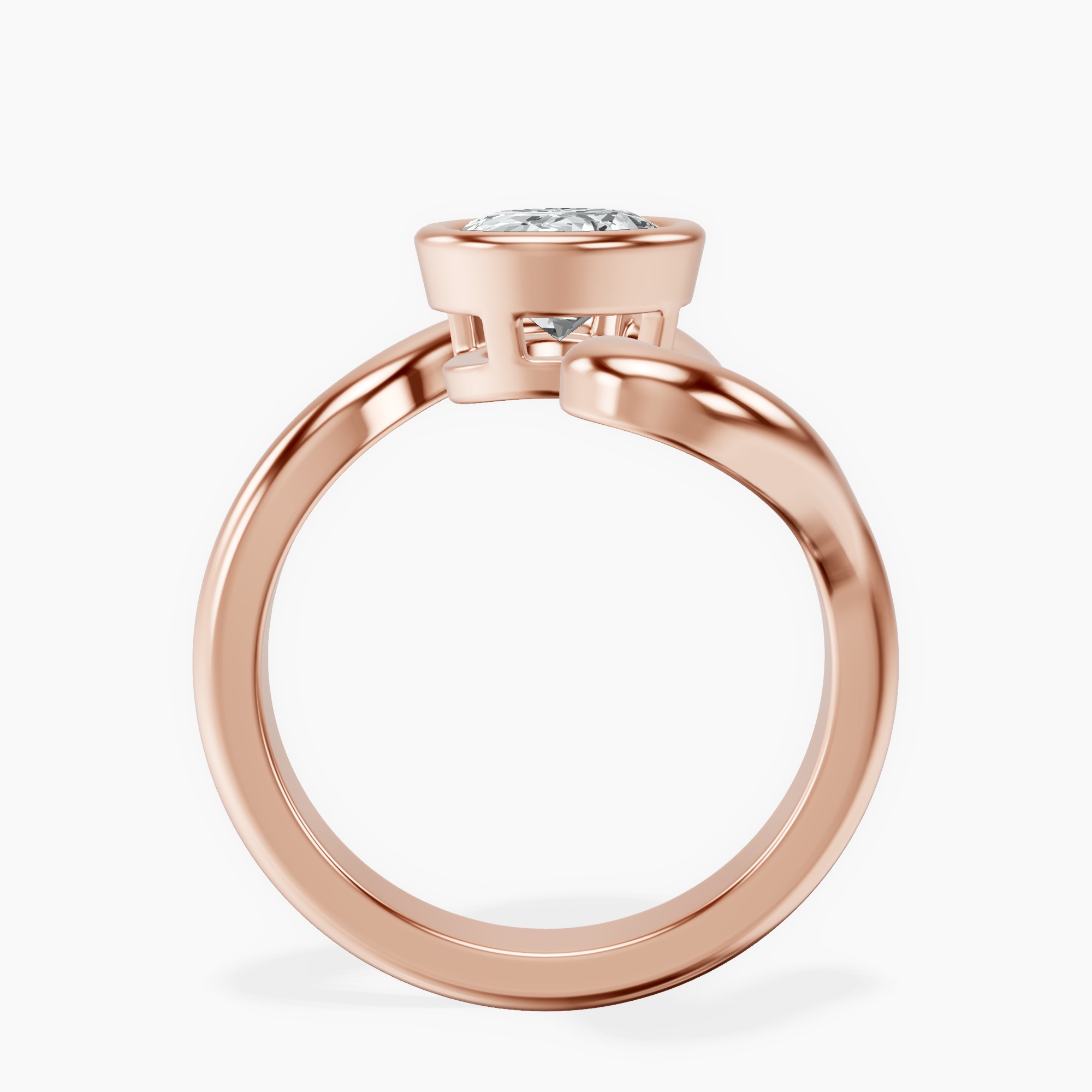2.44 ct. oval Vera Bezel Crest Lab Diamond Ring in 18kt rose gold side right image one