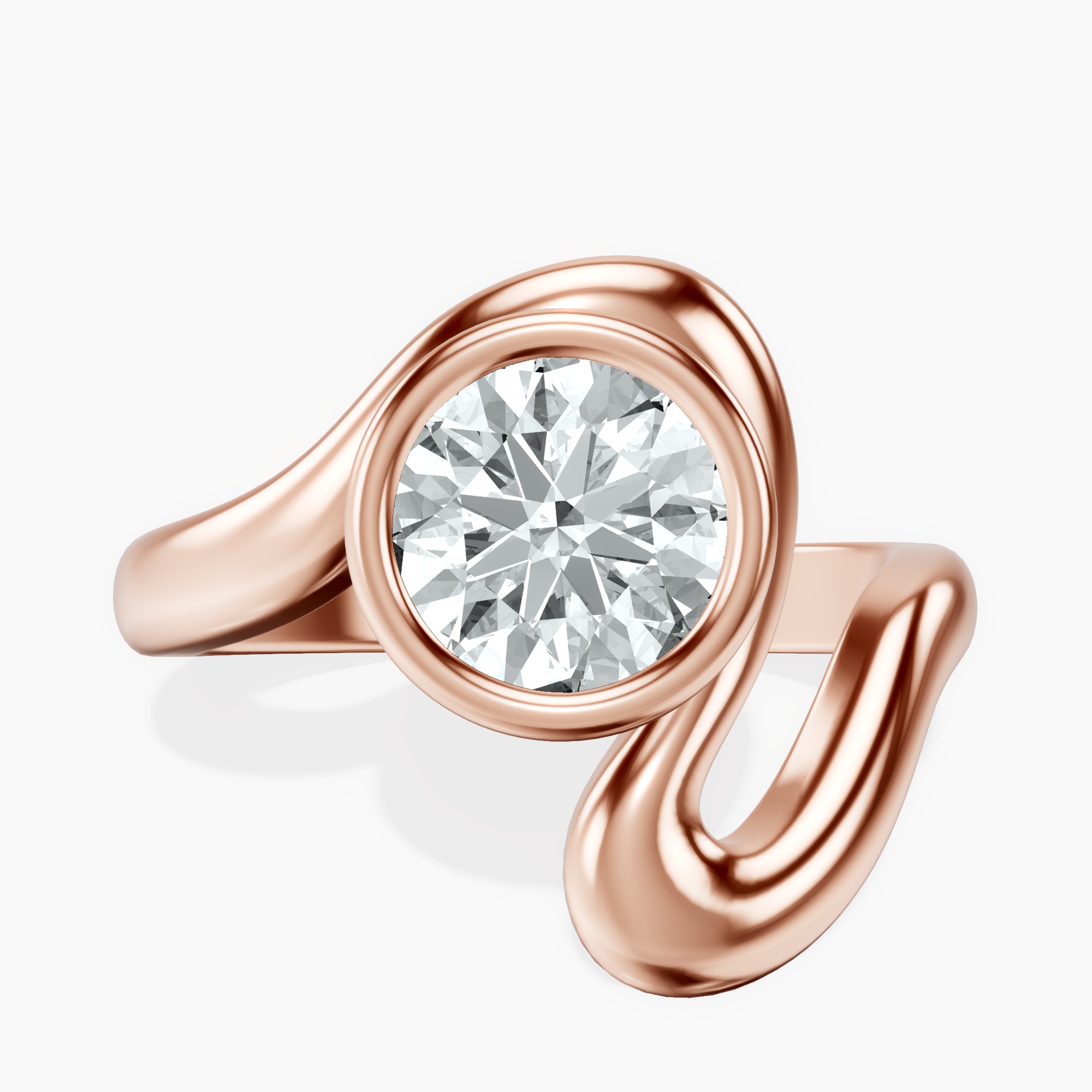 2.04 ct. round Vera Bezel Crest Lab Diamond Ring in 18kt rose gold rtr top