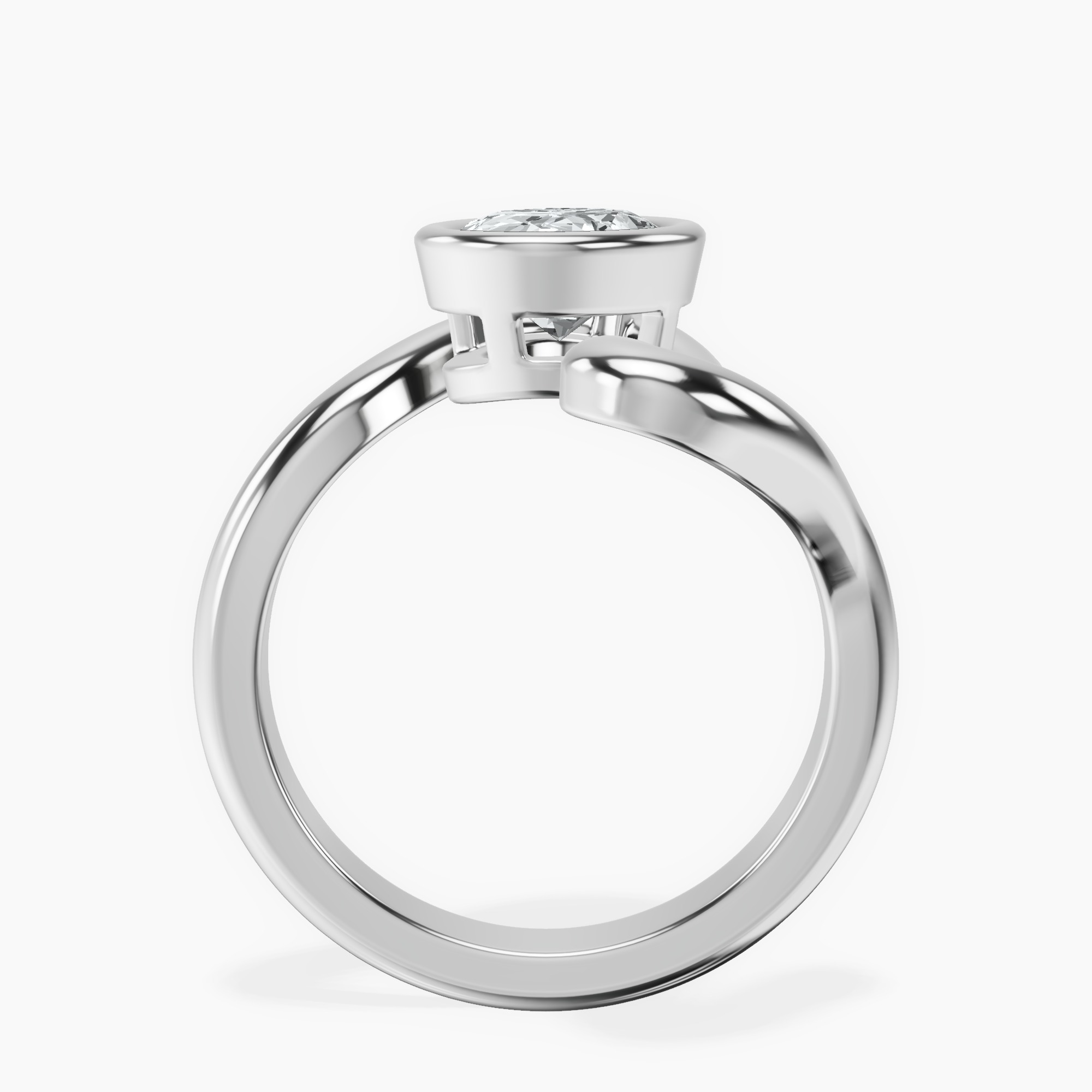 2.40 ct. oval Vera Bezel Crest Lab Diamond Ring in 14kt white gold side right image one