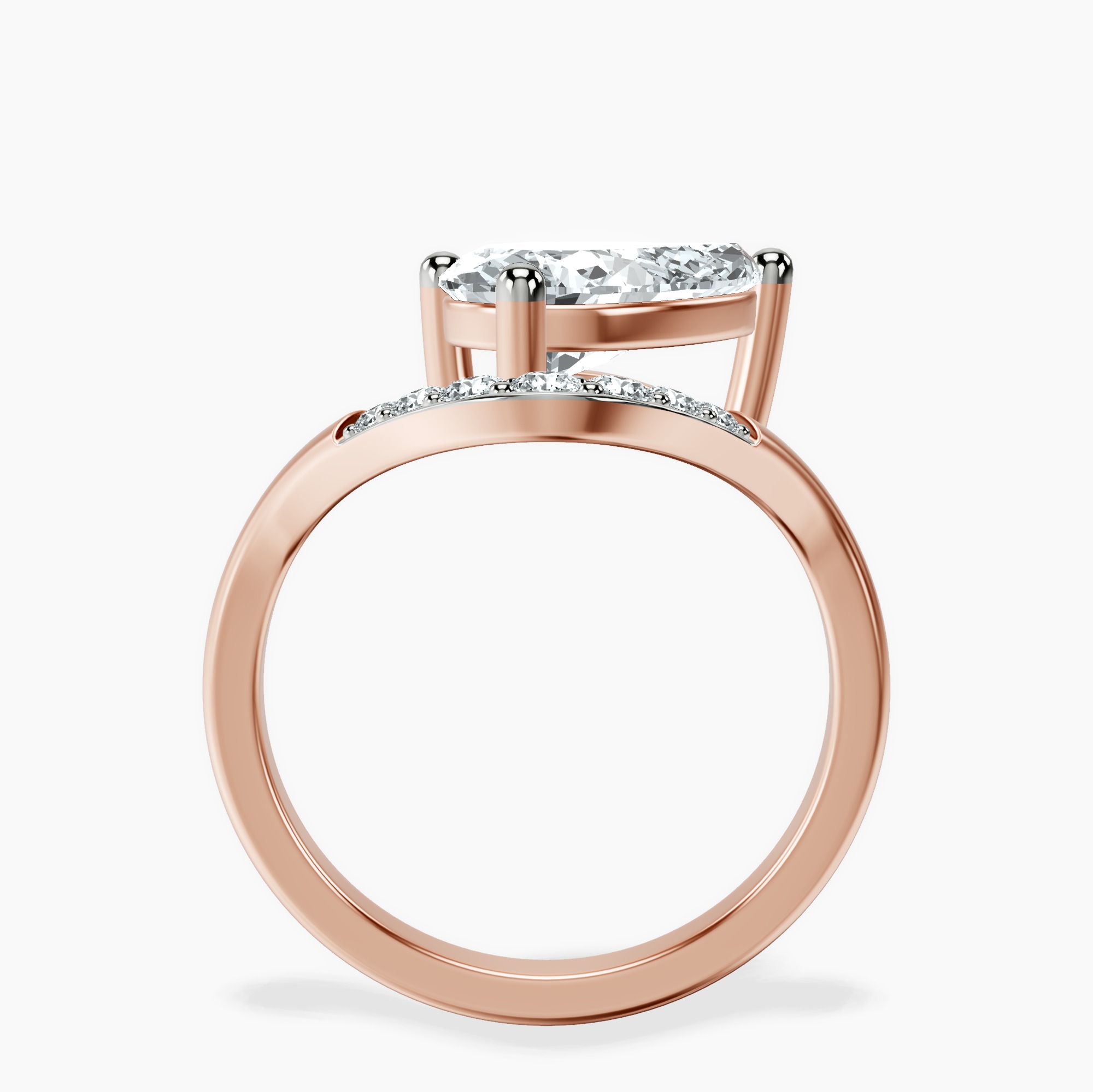 1.85 ct. pear Curved Crest Lab Diamond Ring in 14kt rose gold side right image one