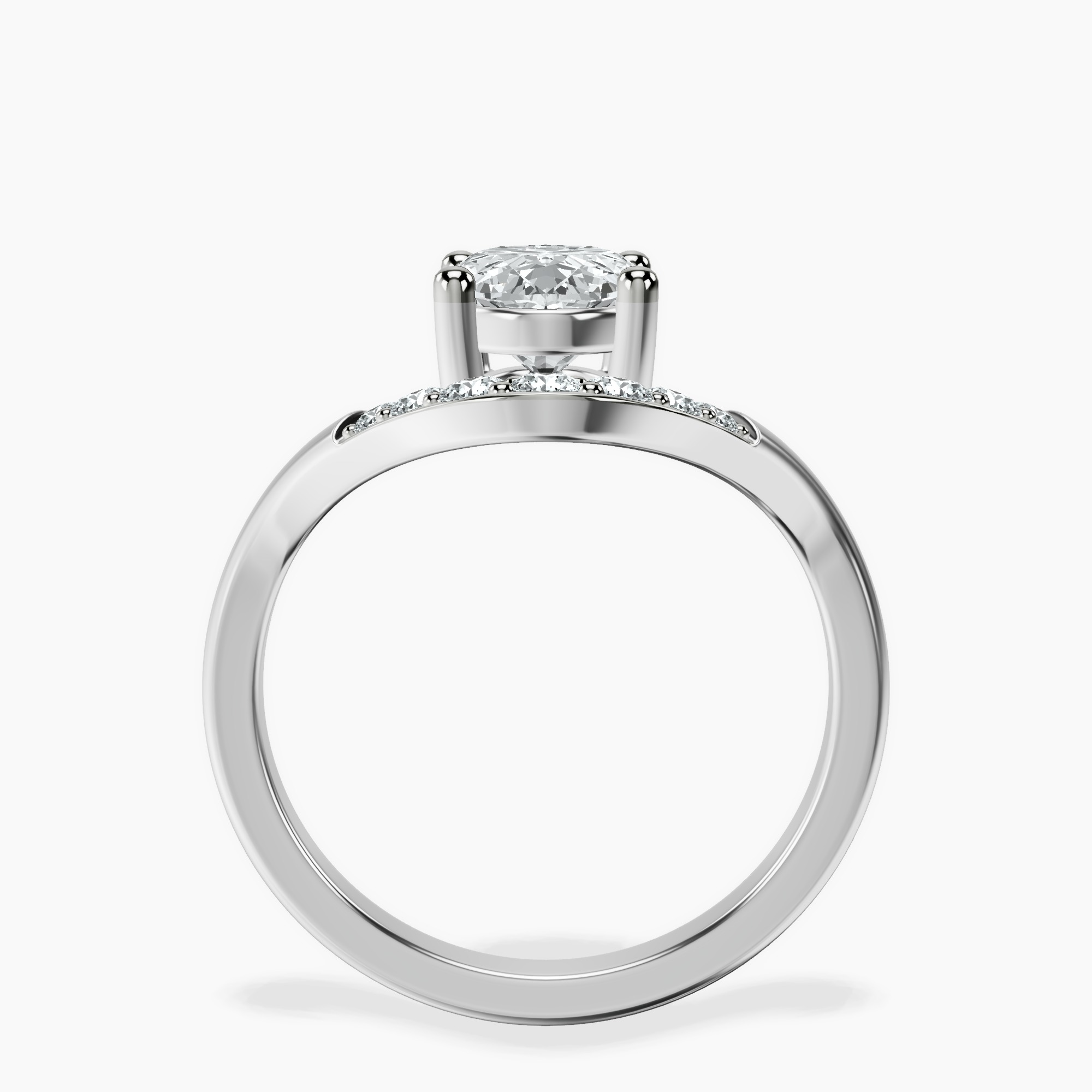 2.40 ct. oval Curved Crest Lab Diamond Ring in 14kt white gold side right image one