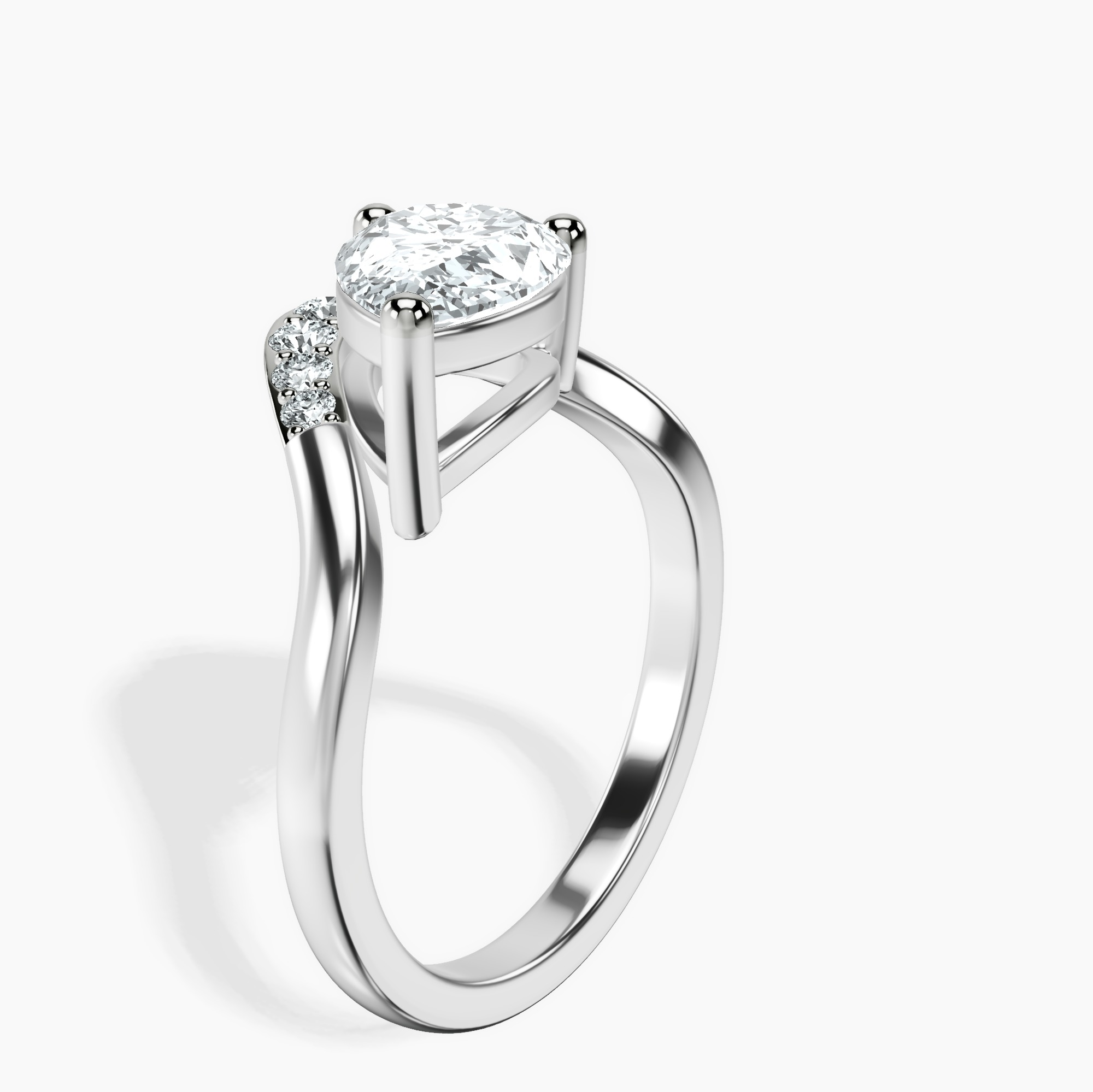 2.96 ct. pear Curved Crest Lab Diamond Ring in 14kt white gold standing product image one