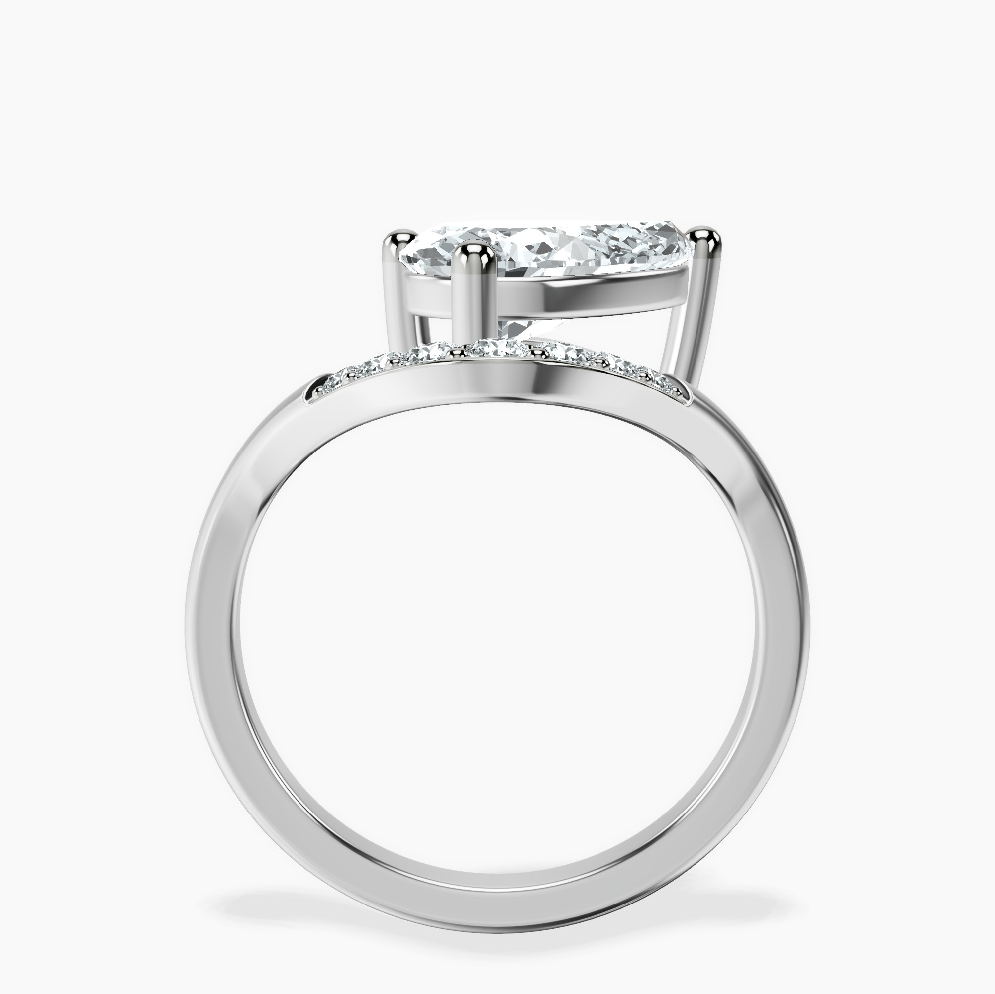 2.96 ct. pear Curved Crest Lab Diamond Ring in 14kt white gold side right image one