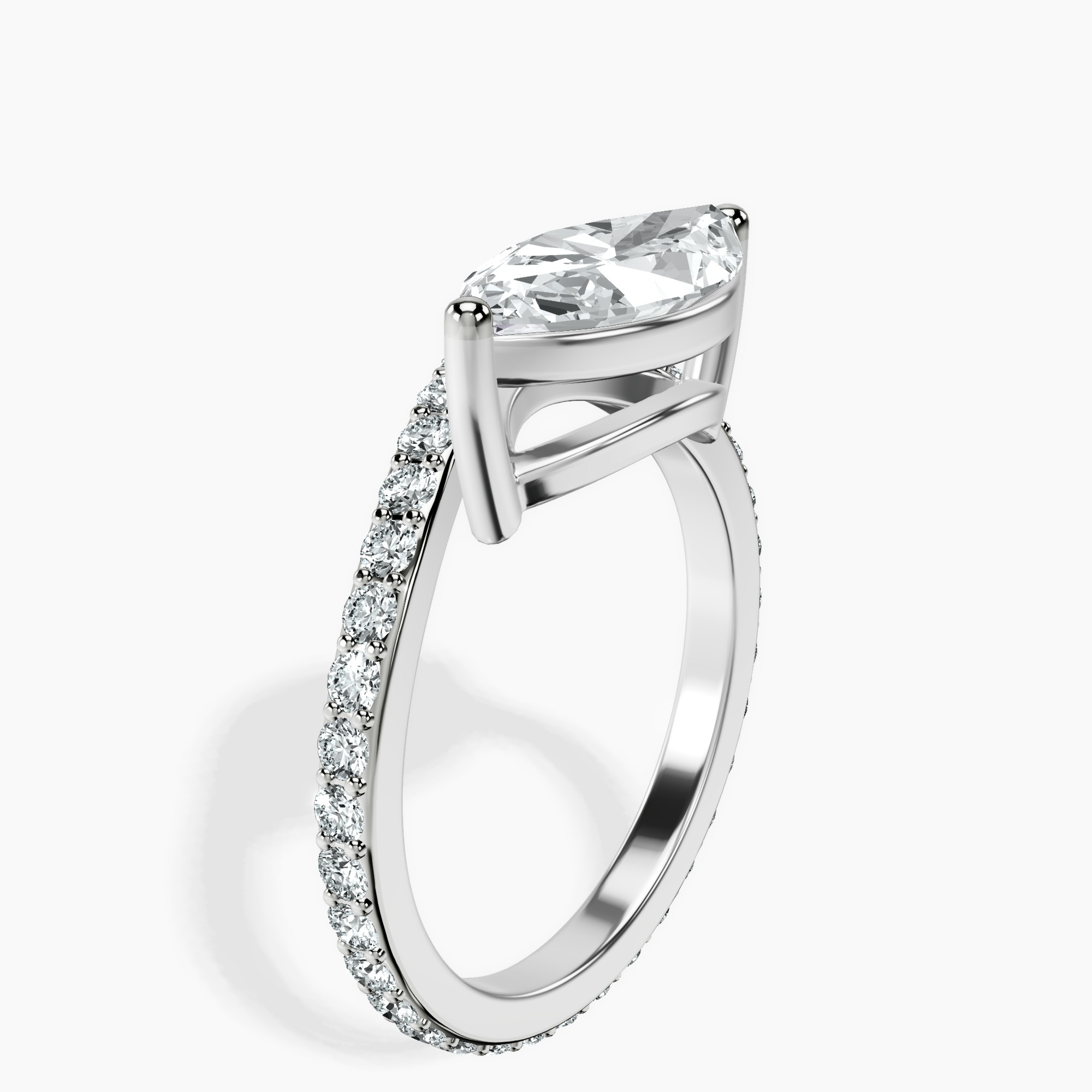 Platinum Pave Crest Lab Diamond Ring standing product image one