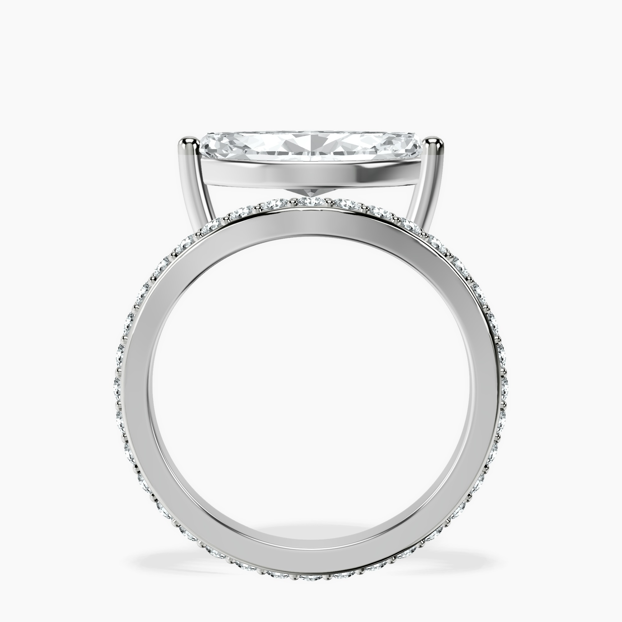 Platinum Pave Crest Lab Diamond Ring side right image one