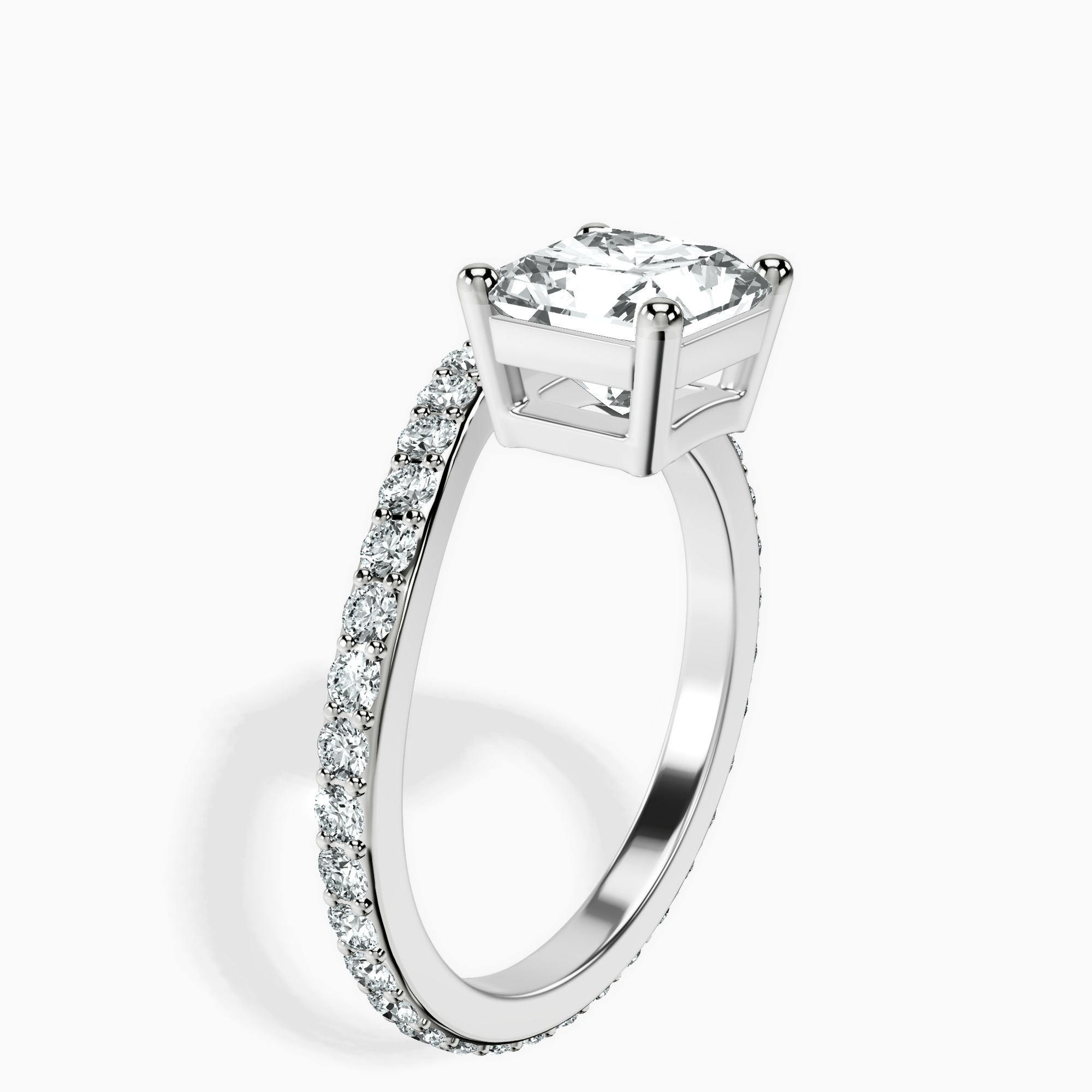 2.94 ct. radiant Pave Crest Lab Diamond Ring in platinum standing product image one