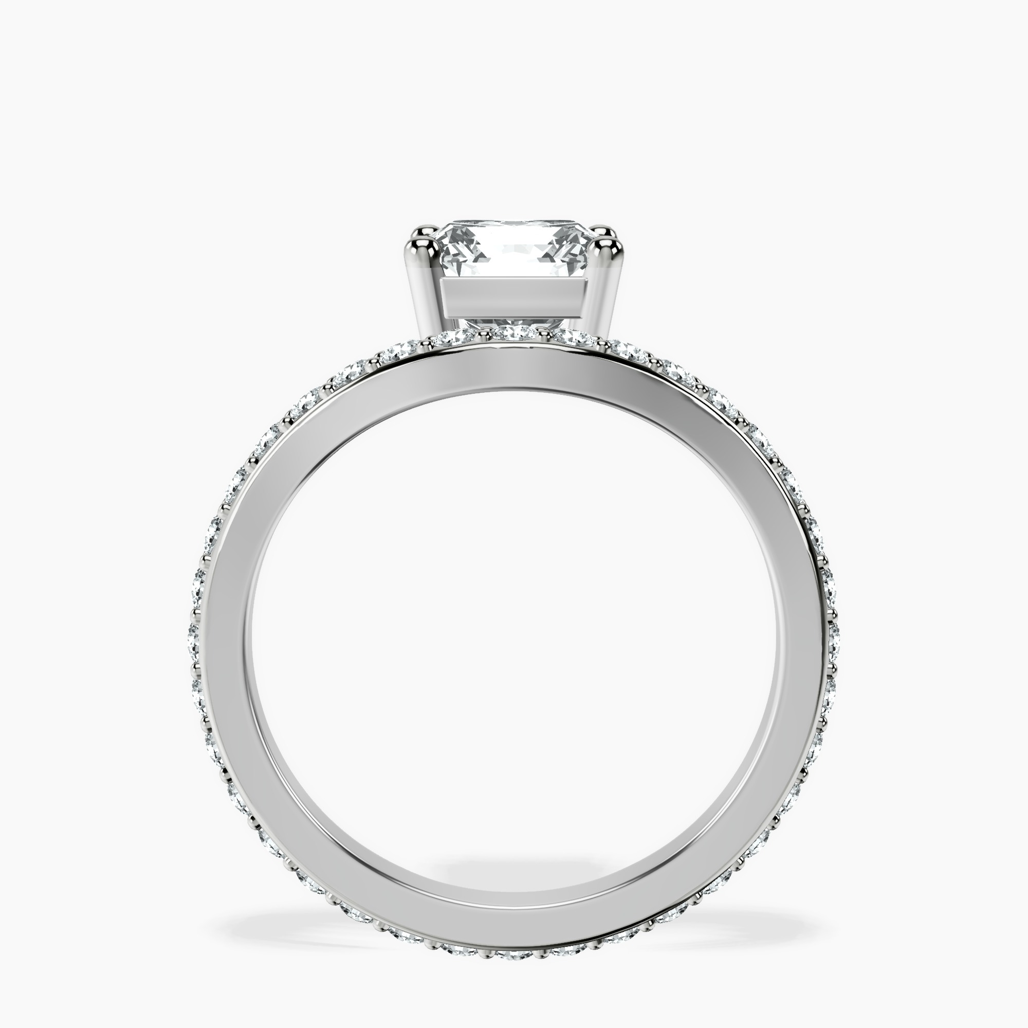 2.94 ct. radiant Pave Crest Lab Diamond Ring in platinum side right image one