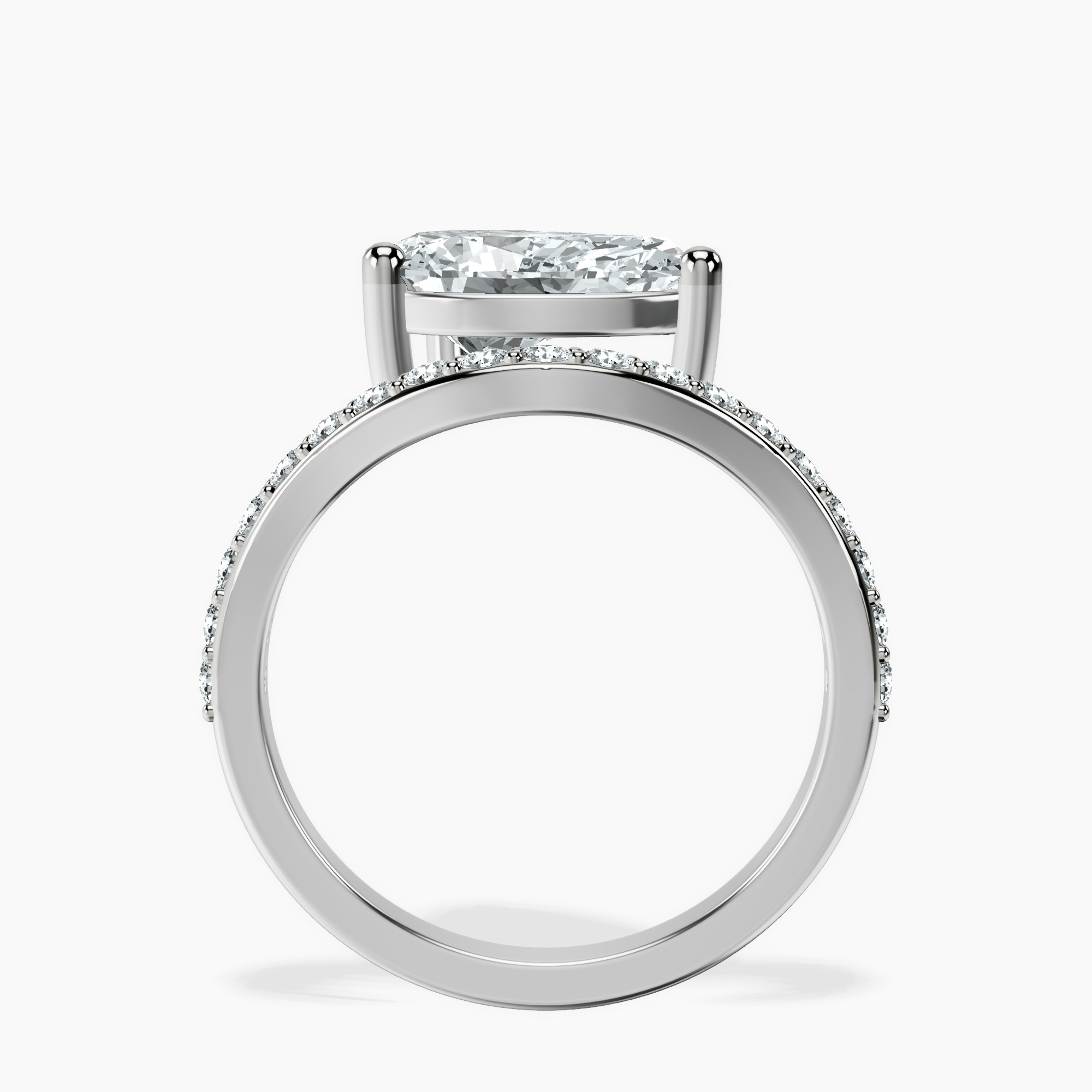 2.31 ct. pear Half Pave Crest Lab Diamond Ring in 10kt white gold side right image one