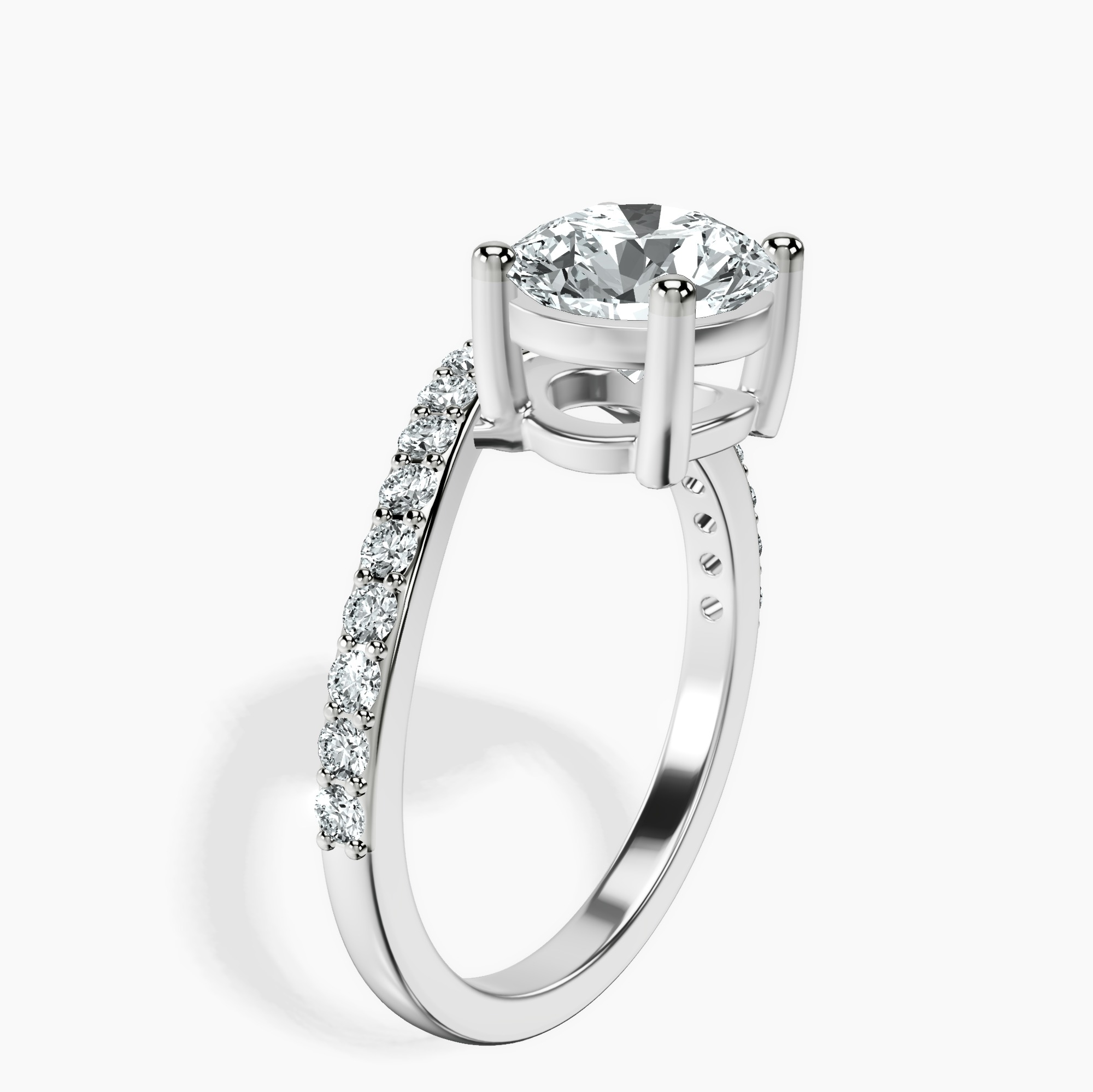 2.82 ct. round Half Pave Crest Lab Diamond Ring in 14kt white gold standing product image one
