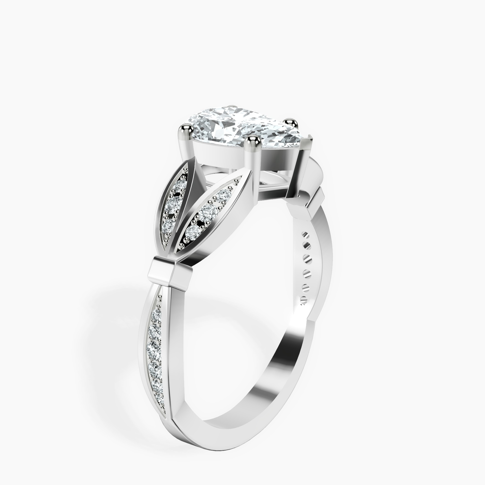2.96 ct. pear Nova Vintage Ring in 18kt white gold standing product image one