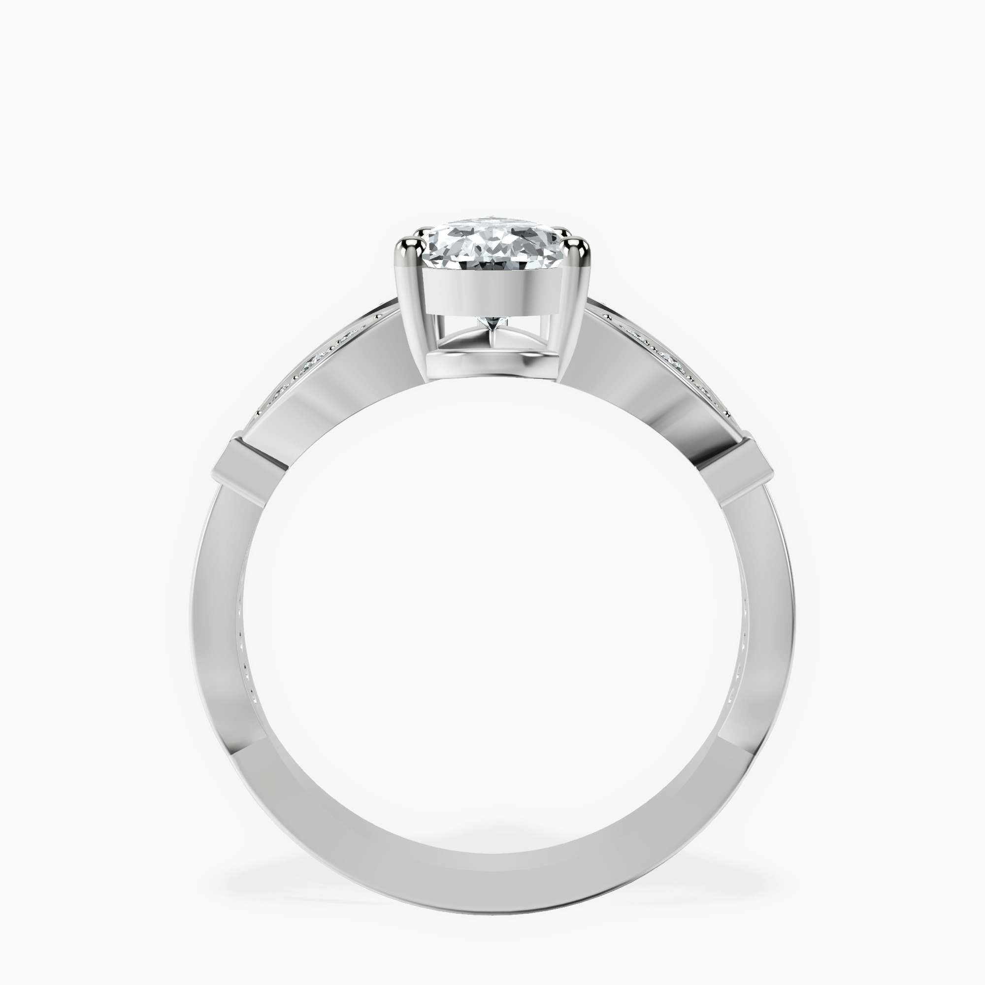 2.96 ct. pear Nova Vintage Ring in 18kt white gold side right image one