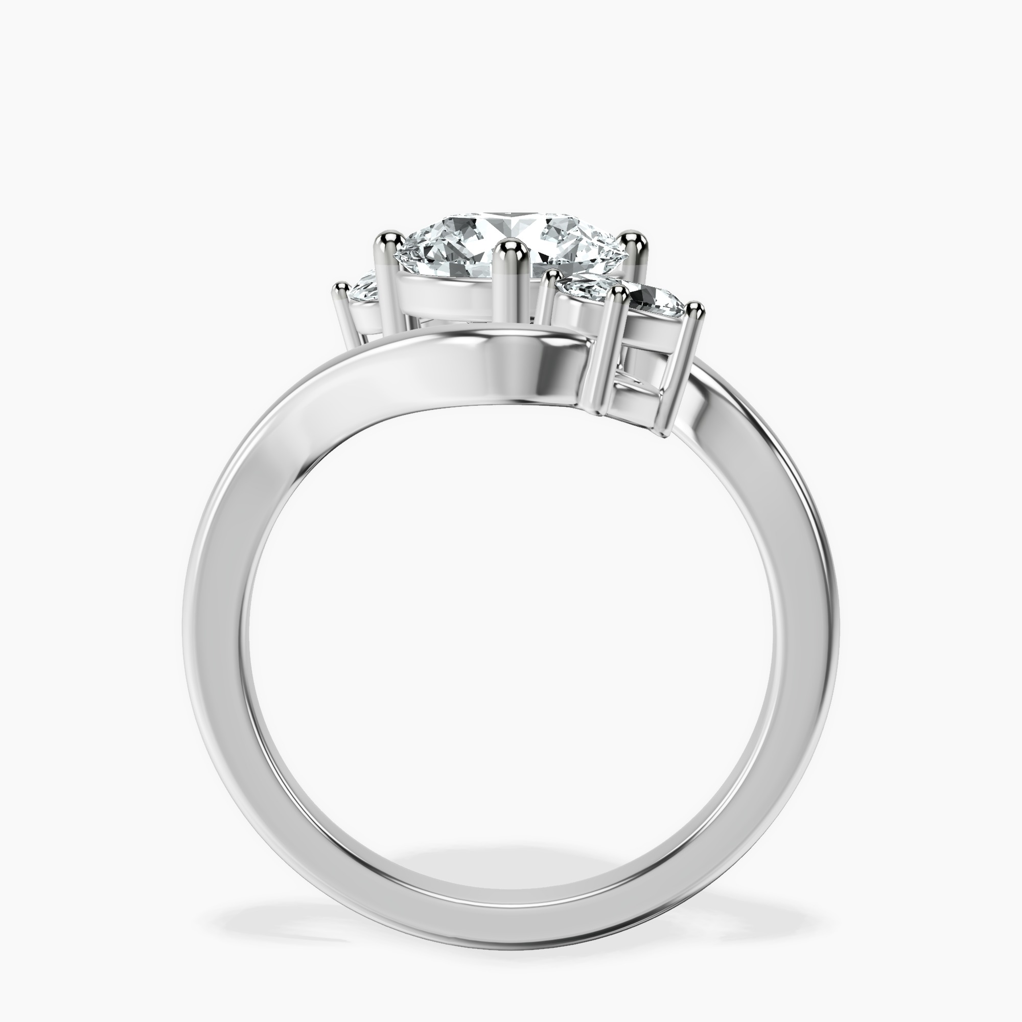 1.39 ct. round Three Stone Crest Lab Diamond Ring in 14kt white gold side right image one