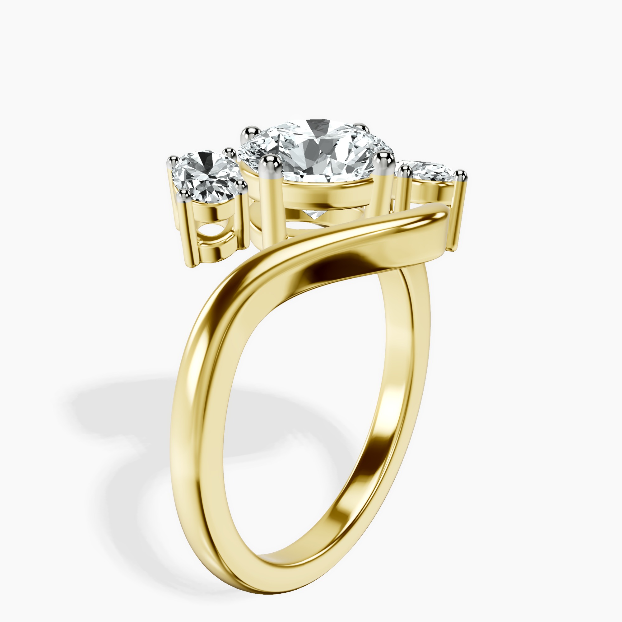1.41 ct. round Three Stone Crest Lab Diamond Ring in 10kt yellow gold standing product image one