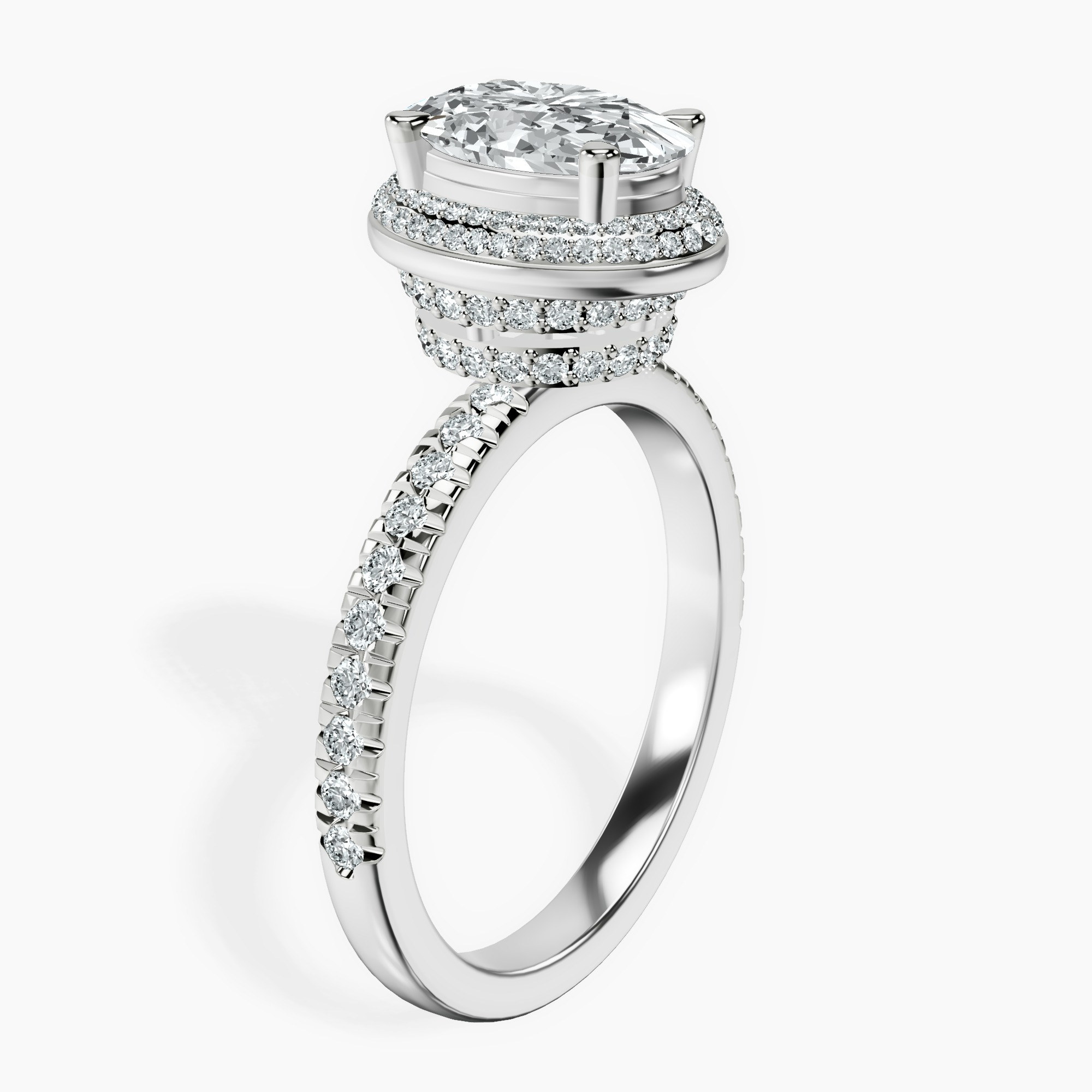 2.40 ct. oval Amarya Double Halo Ring in 10kt white gold standing product image one