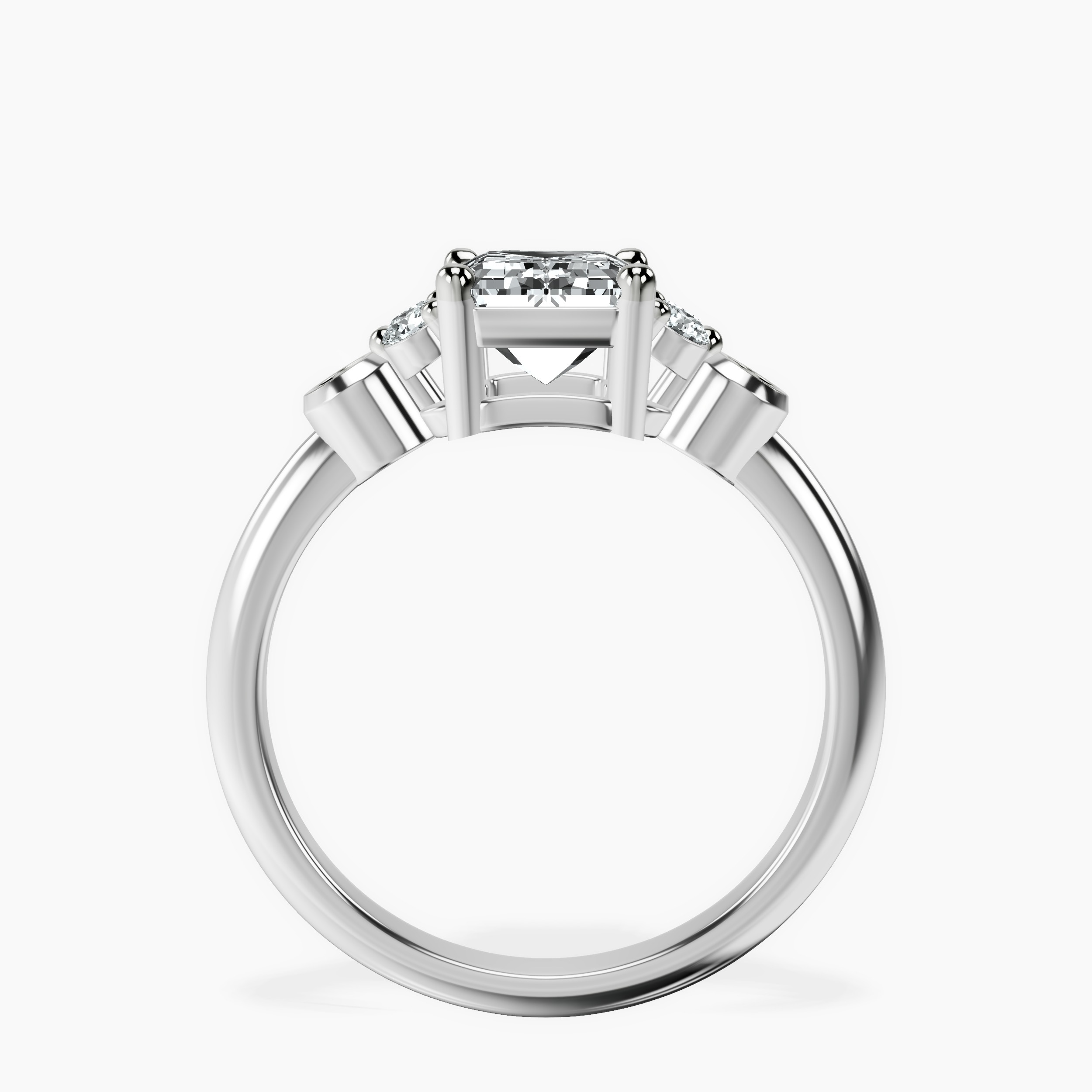 1.48 ct. emerald Amore Side Stone Ring in 10kt white gold side right image one