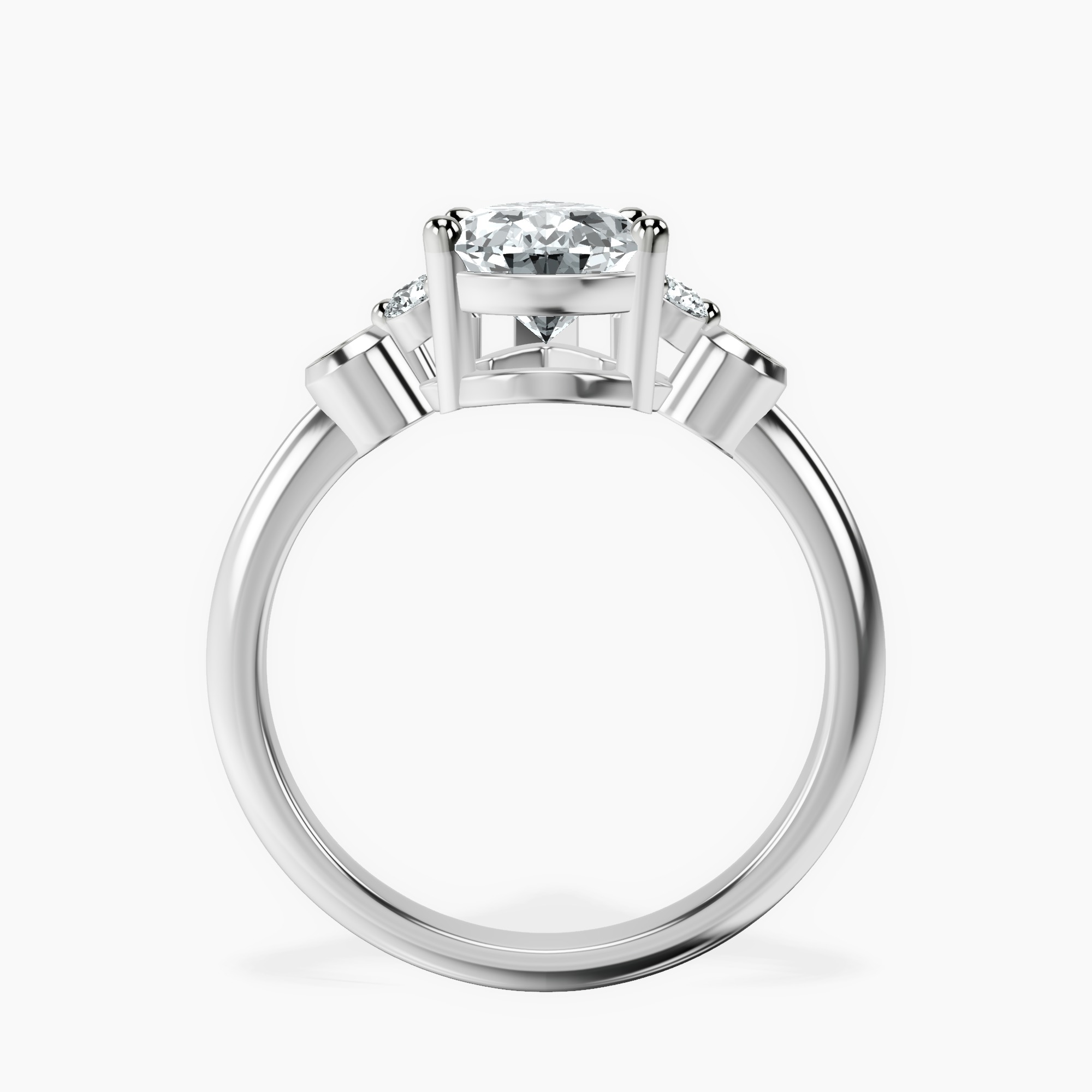 1.85 ct. pear Amore Side Stone Ring in platinum side right image one