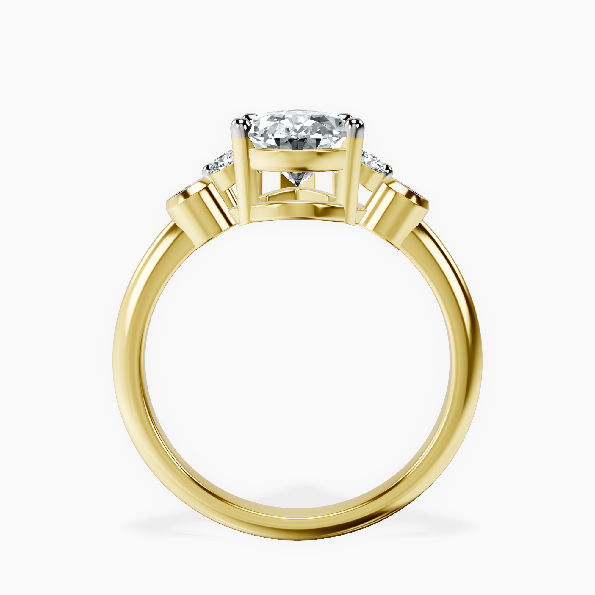 1.45 ct. pear Amore Side Stone Ring in 18kt yellow gold side right image one