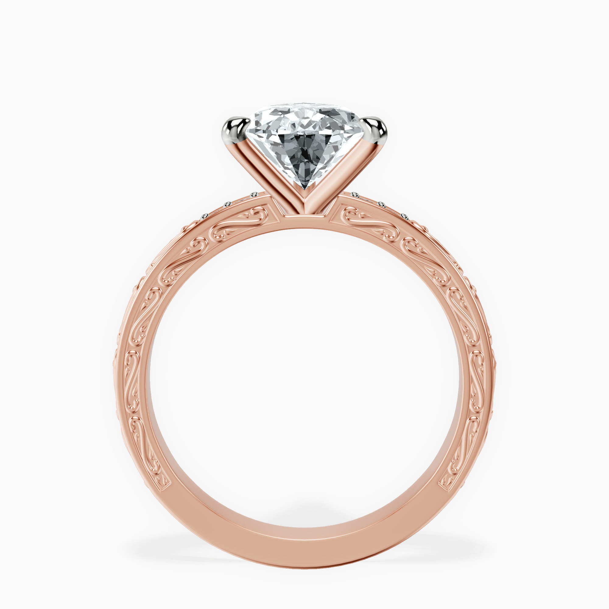 2.96 ct. pear Antique Allure Vintage Ring in 14kt rose gold side right image one