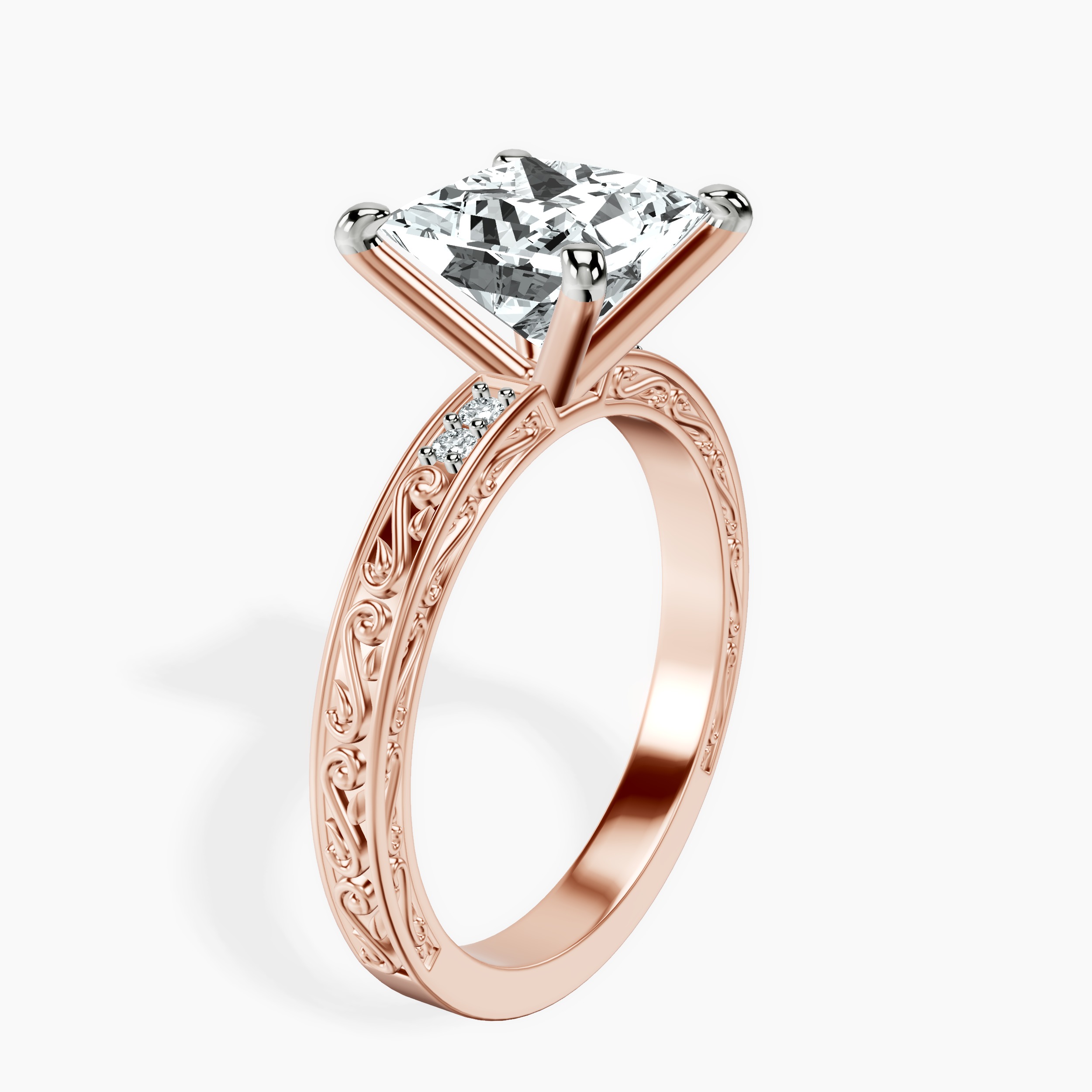 2.81 ct. princess Antique Allure Vintage Ring in 14kt rose gold standing product image one