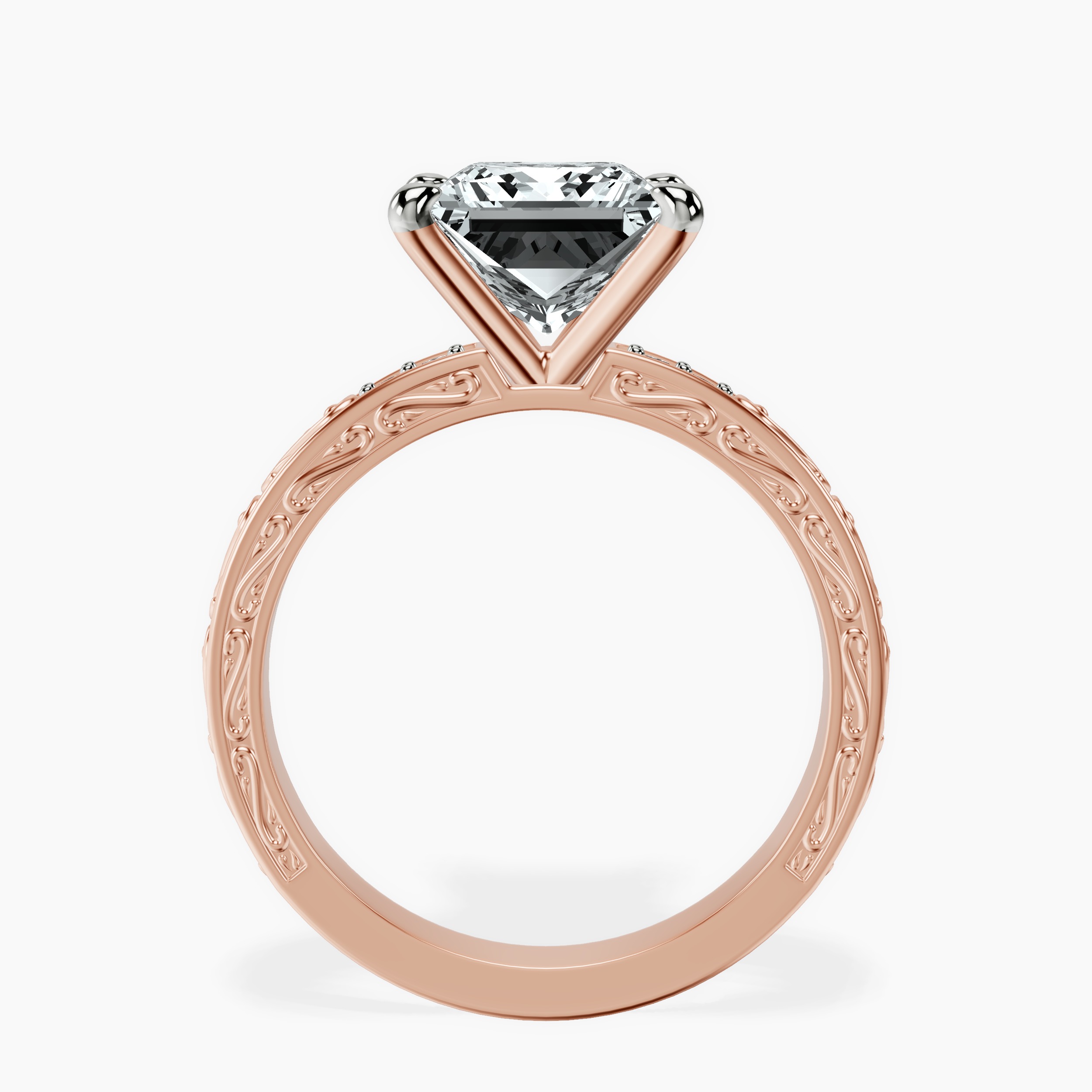 2.81 ct. princess Antique Allure Vintage Ring in 14kt rose gold side right image one