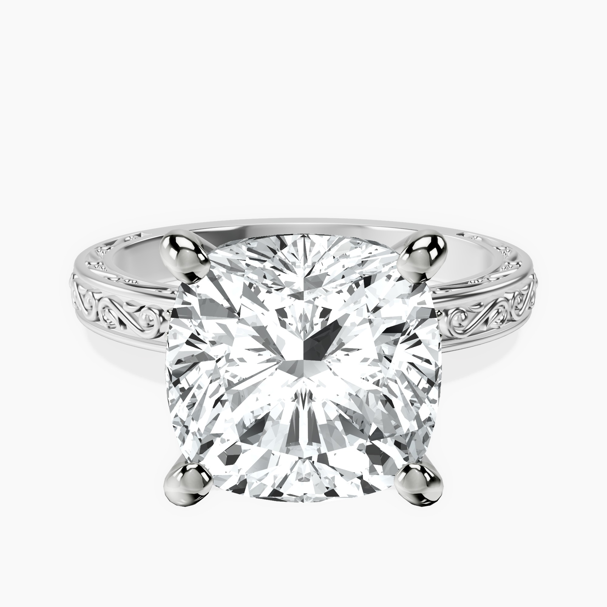 Platinum Antique Allure Vintage Lab Diamond Ring front image