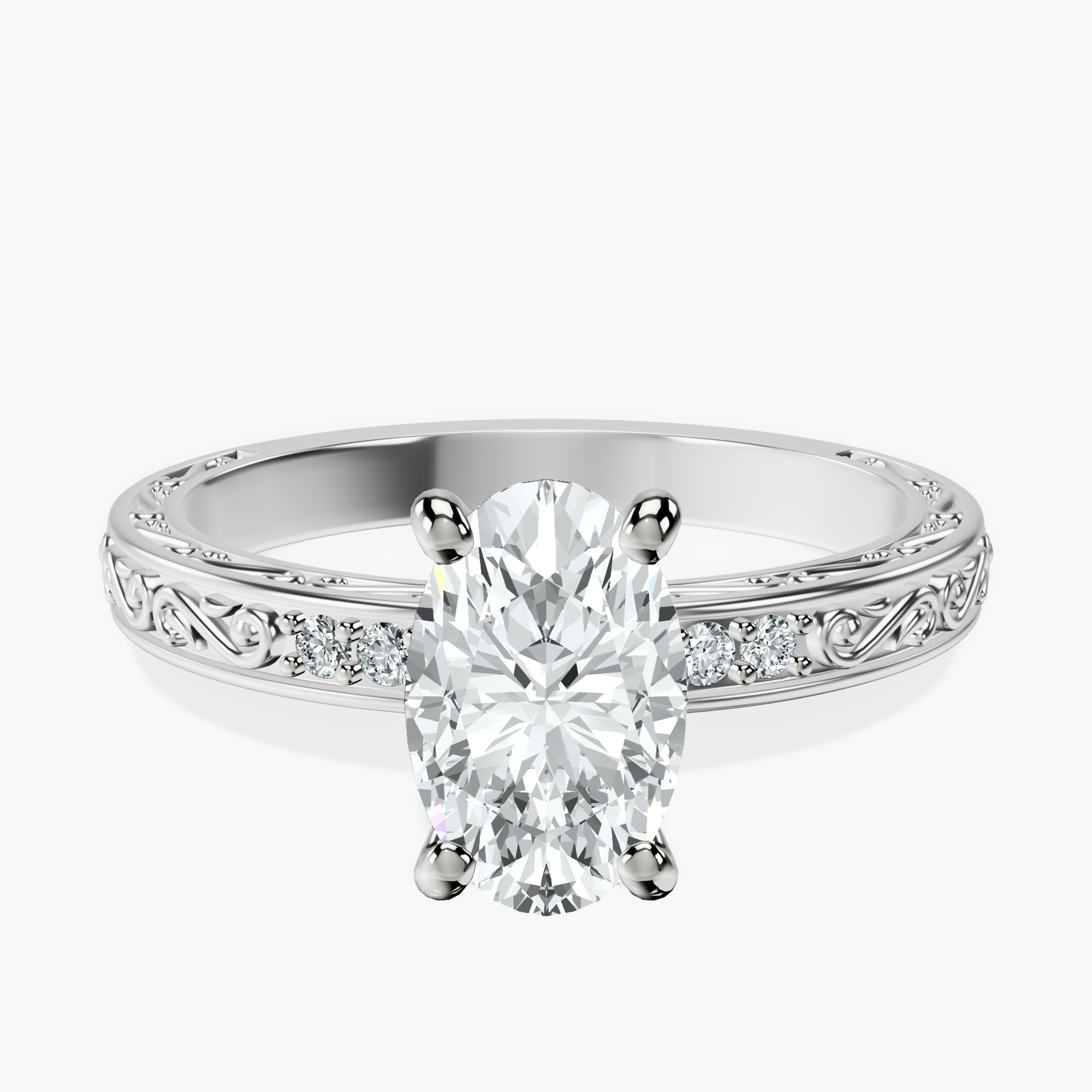 Platinum Antique Allure Vintage Lab Diamond Ring front image