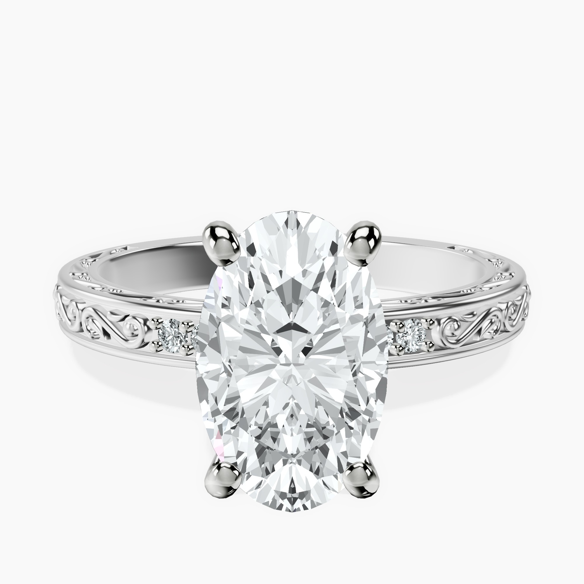 2.40 ct. oval Antique Allure Vintage Ring in 10kt white gold rtr top