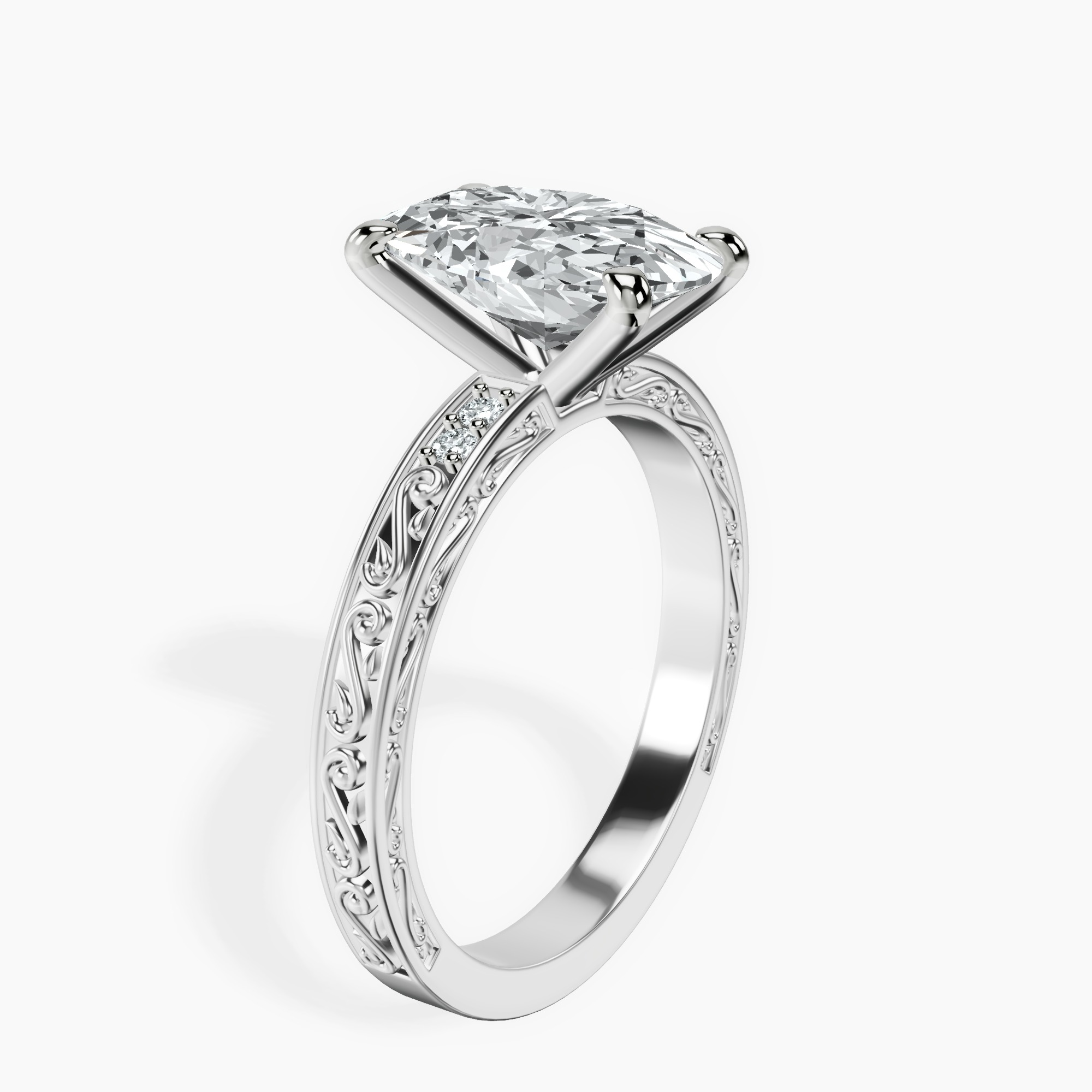 2.40 ct. oval Antique Allure Vintage Ring in 10kt white gold standing product image one